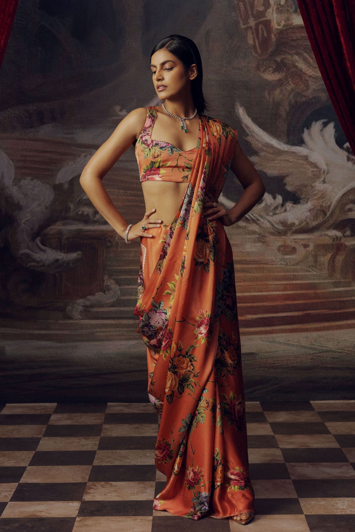 Mona Saree in Burnt Sienna