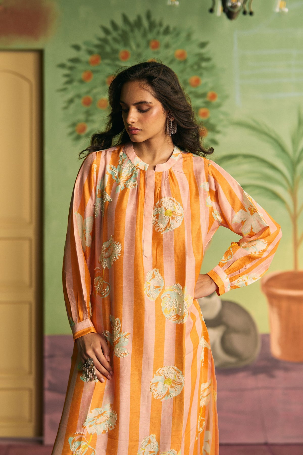 Peach Citrus Rhythm Kurta Set