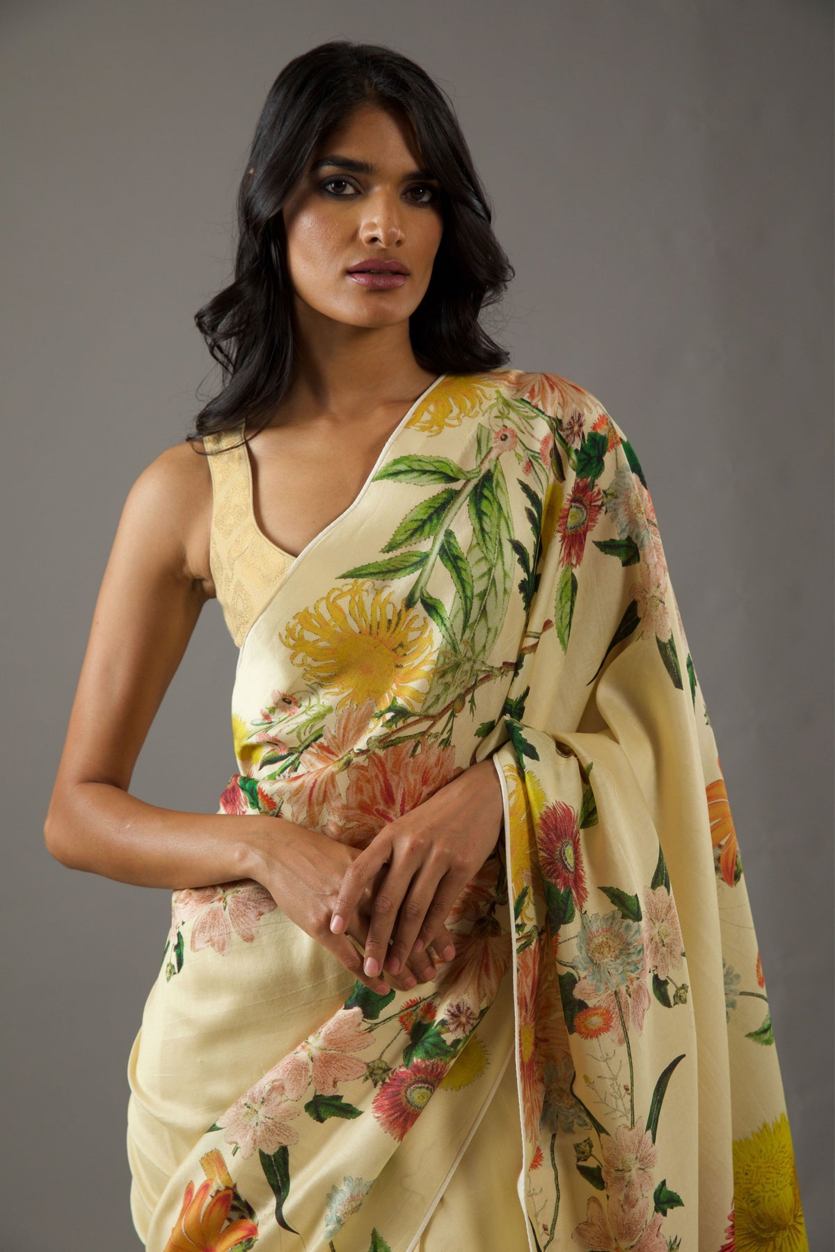 Lemon Yellow Chanderi Saree
