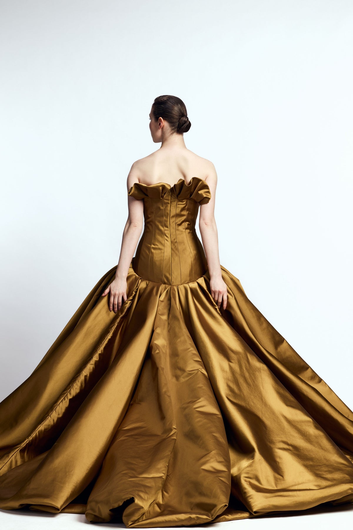Bronze Strapless Balloon Gown