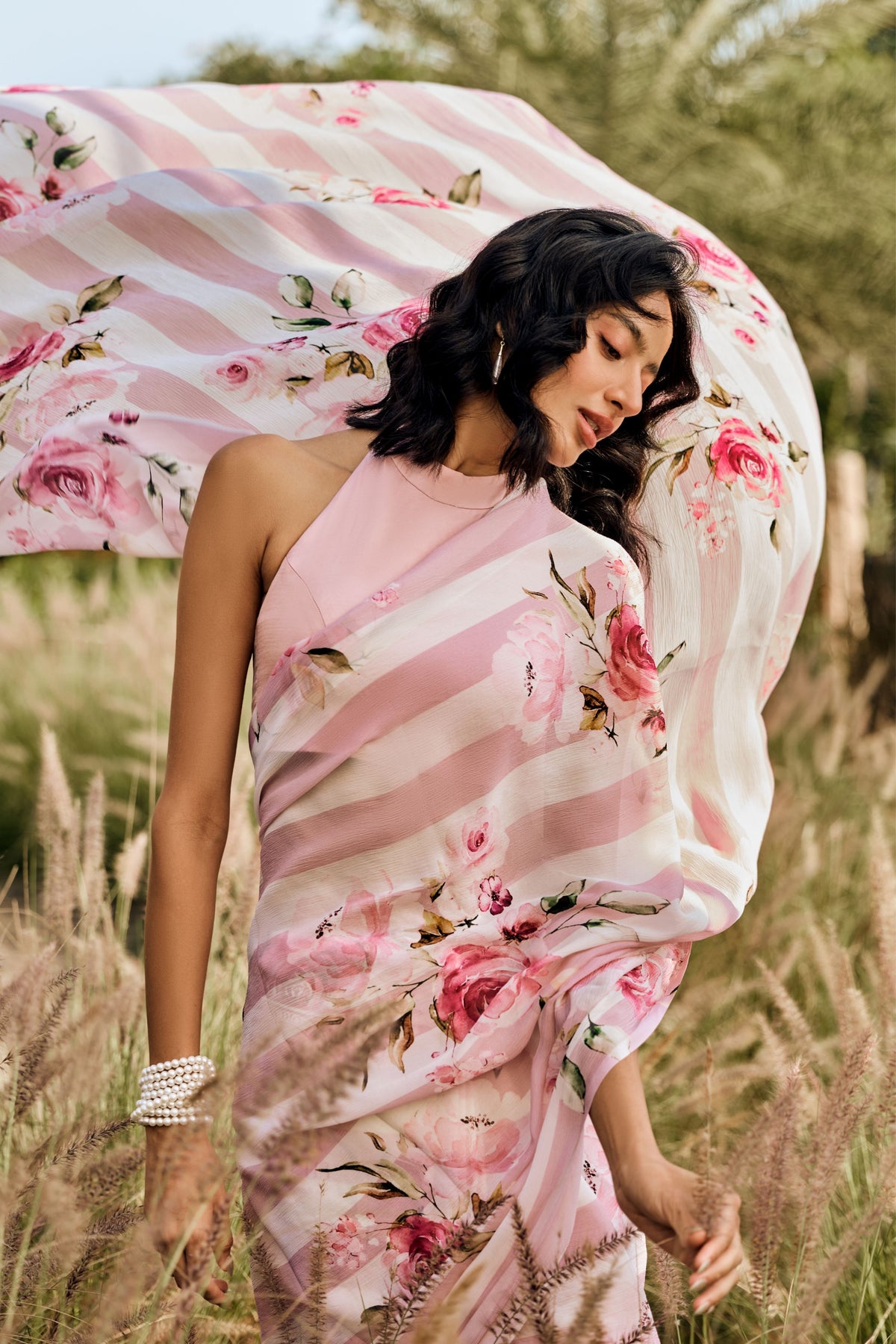 Annie Old Rose Chiffon Saree