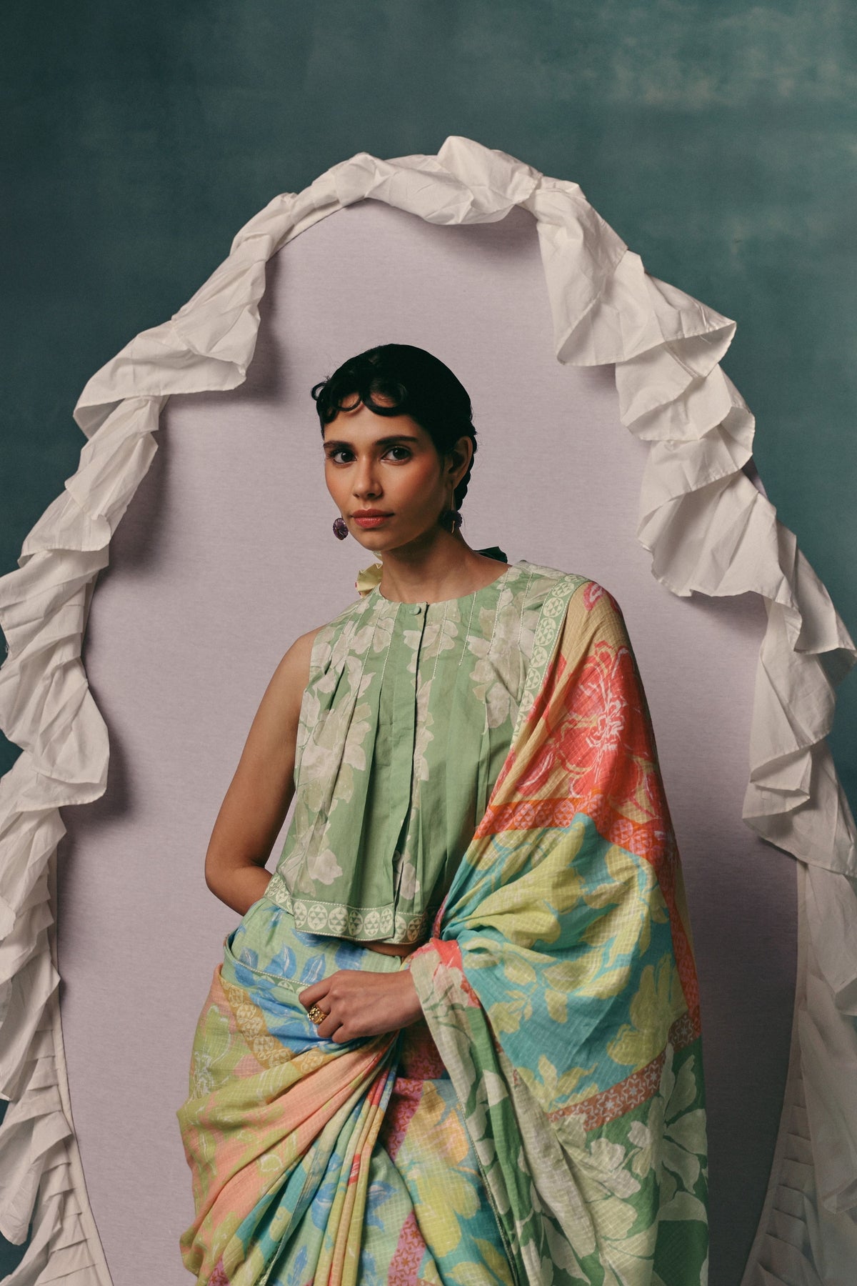 Mint Patchwork Sleeveless Blouse