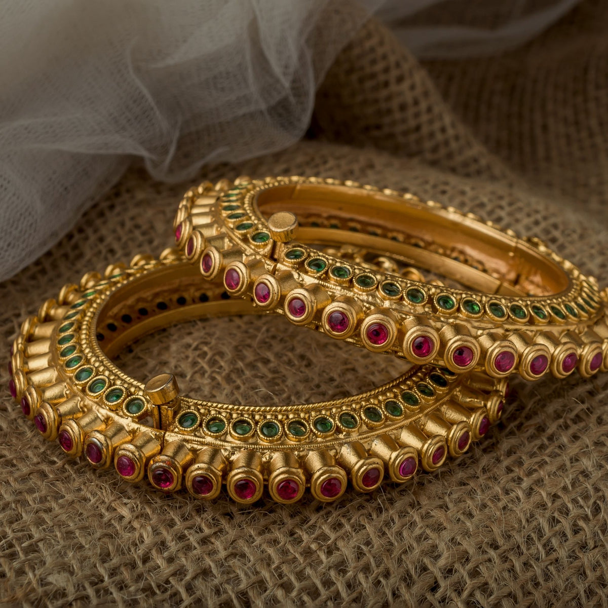Gold Plated Pink Womens Kundan Bangles