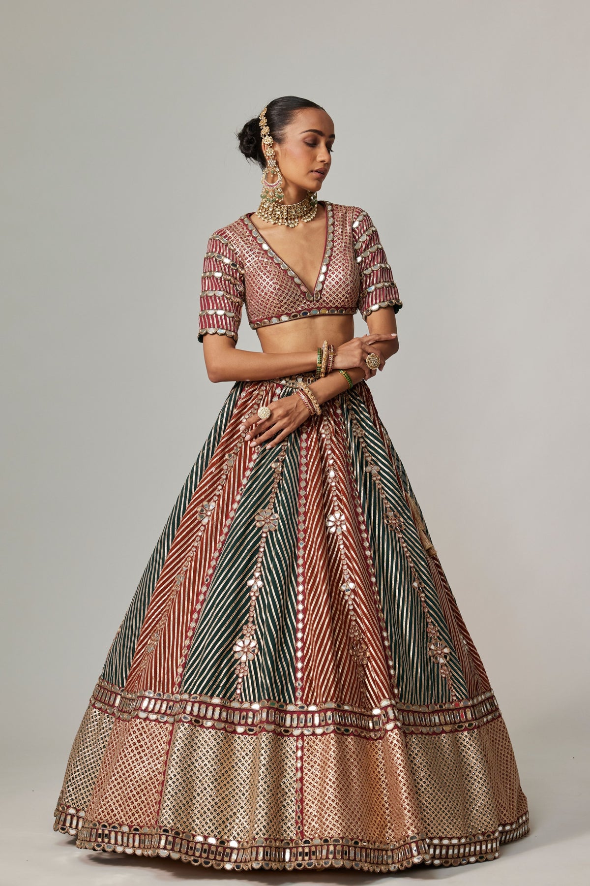 Cranberry Multicolor Lehenga Set