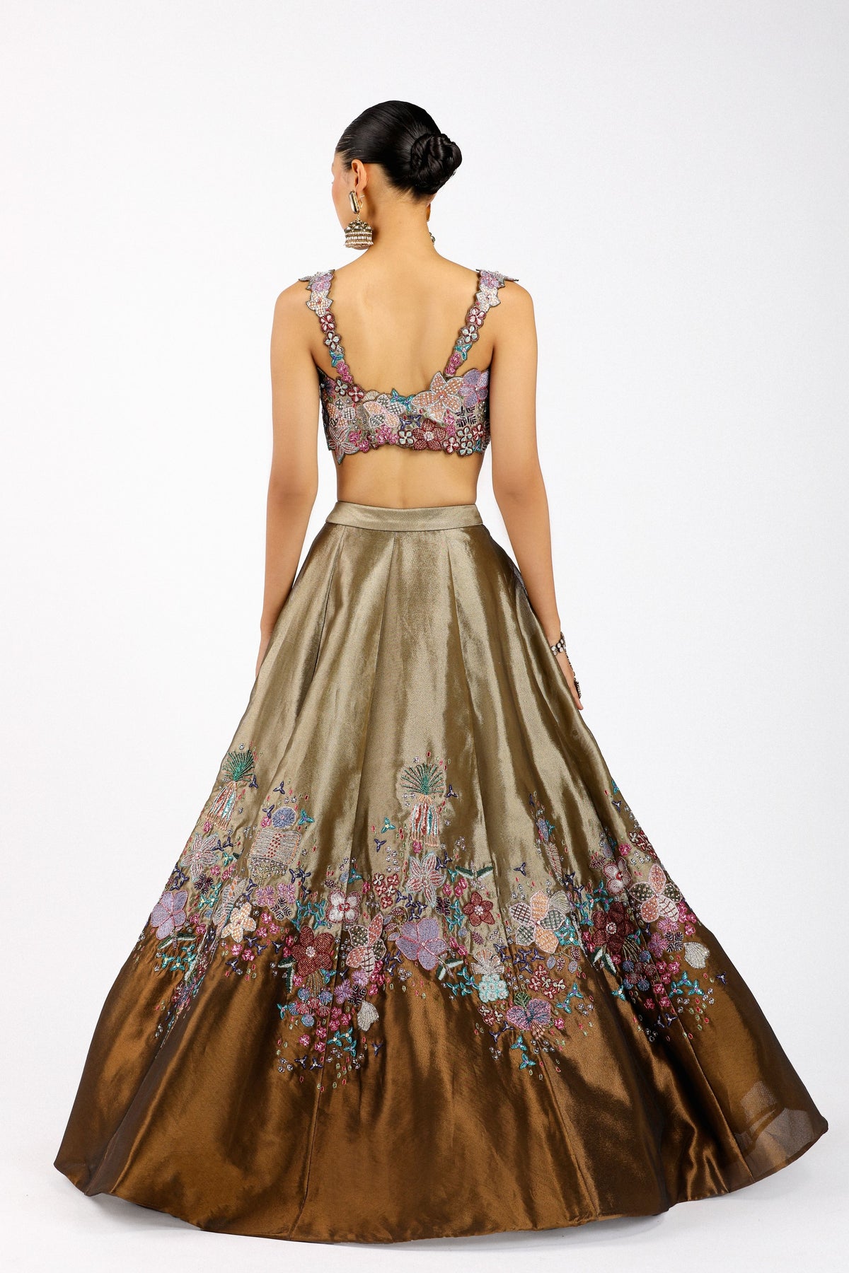 Valeria Copper Metallic Lehenga