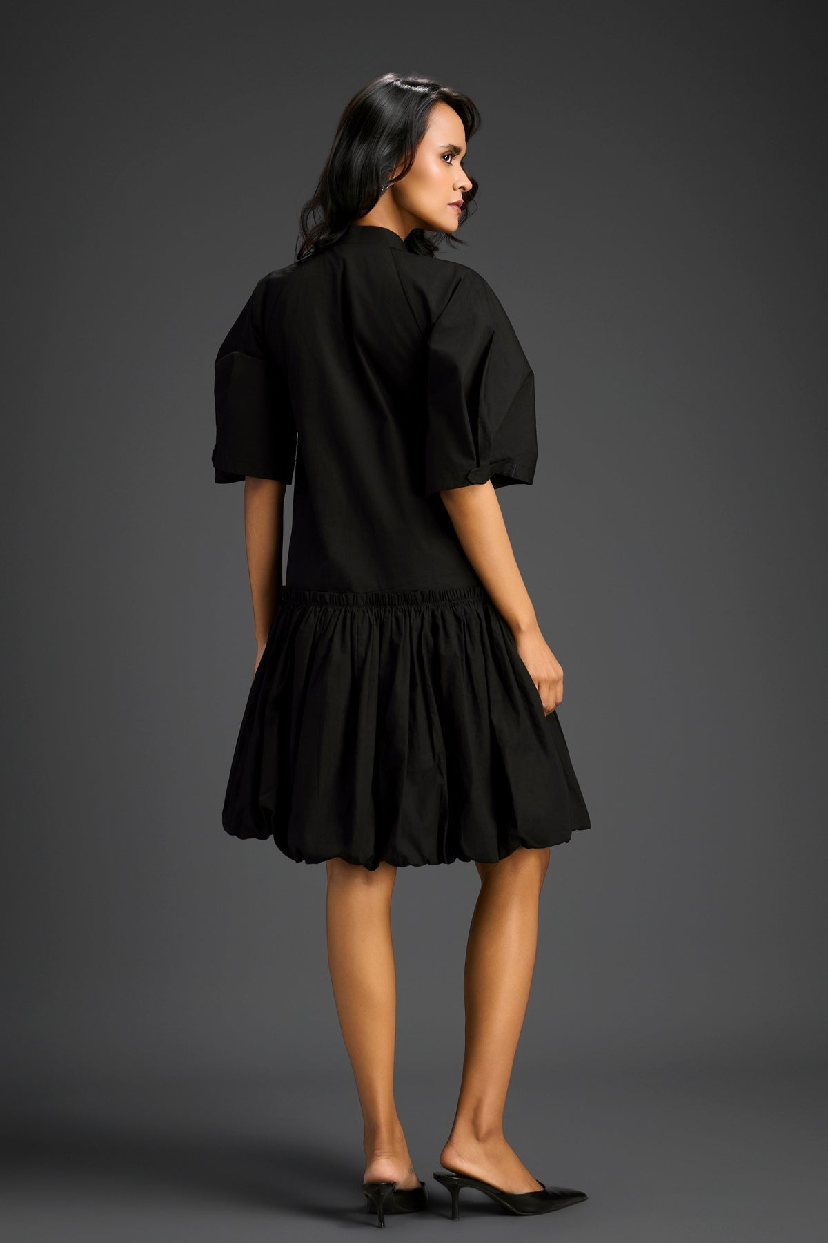 Black Bubble Hem Dress