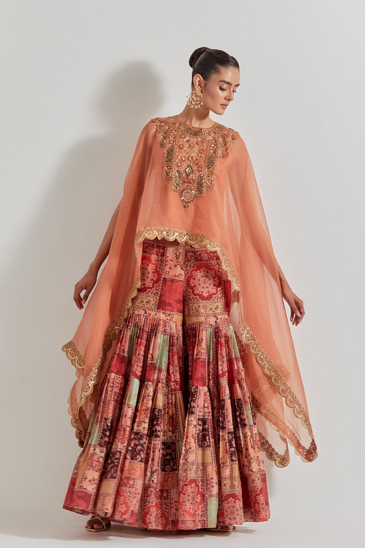 Spicy Glam Sharara With Cape