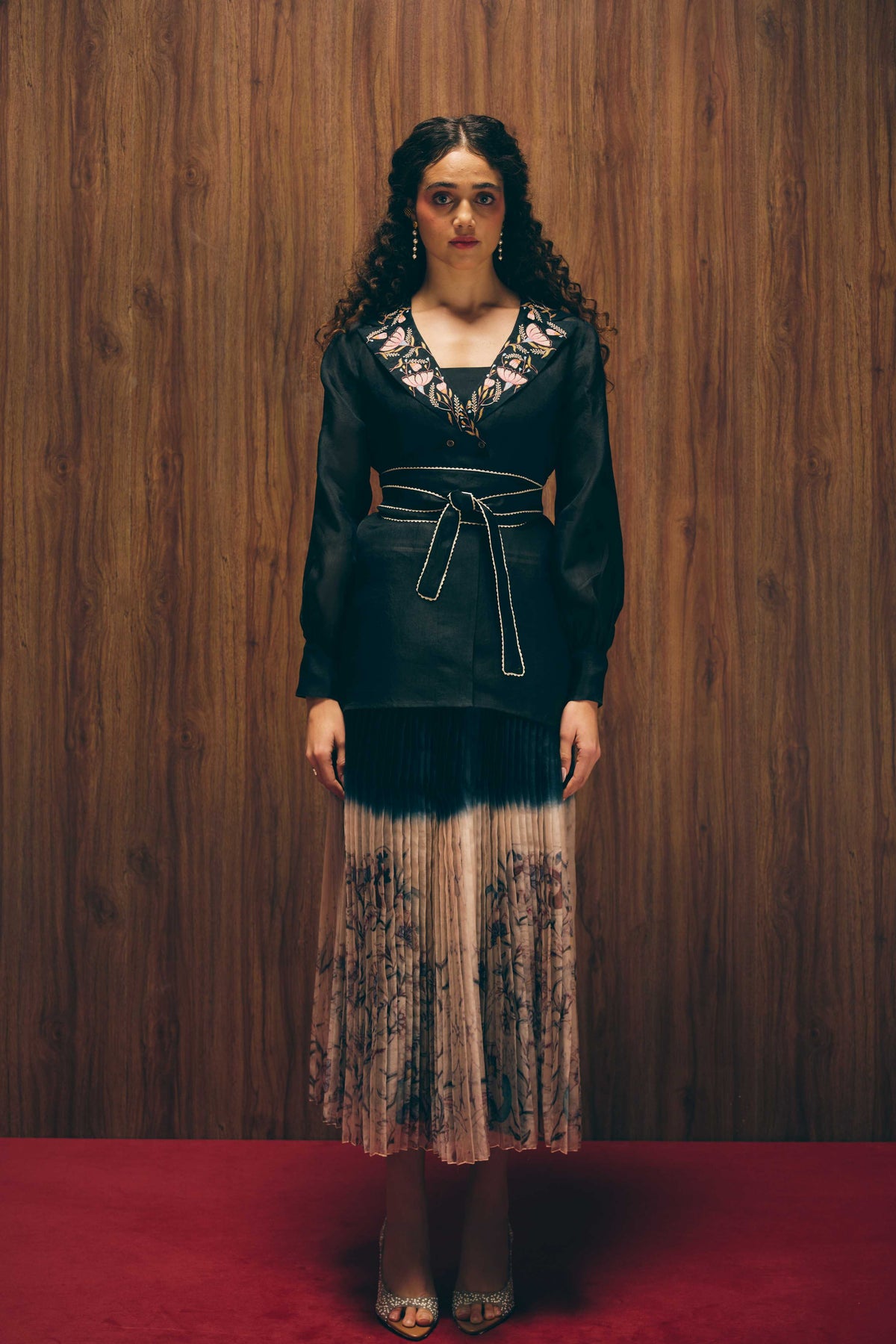 Midnight Bloom Blazer Set