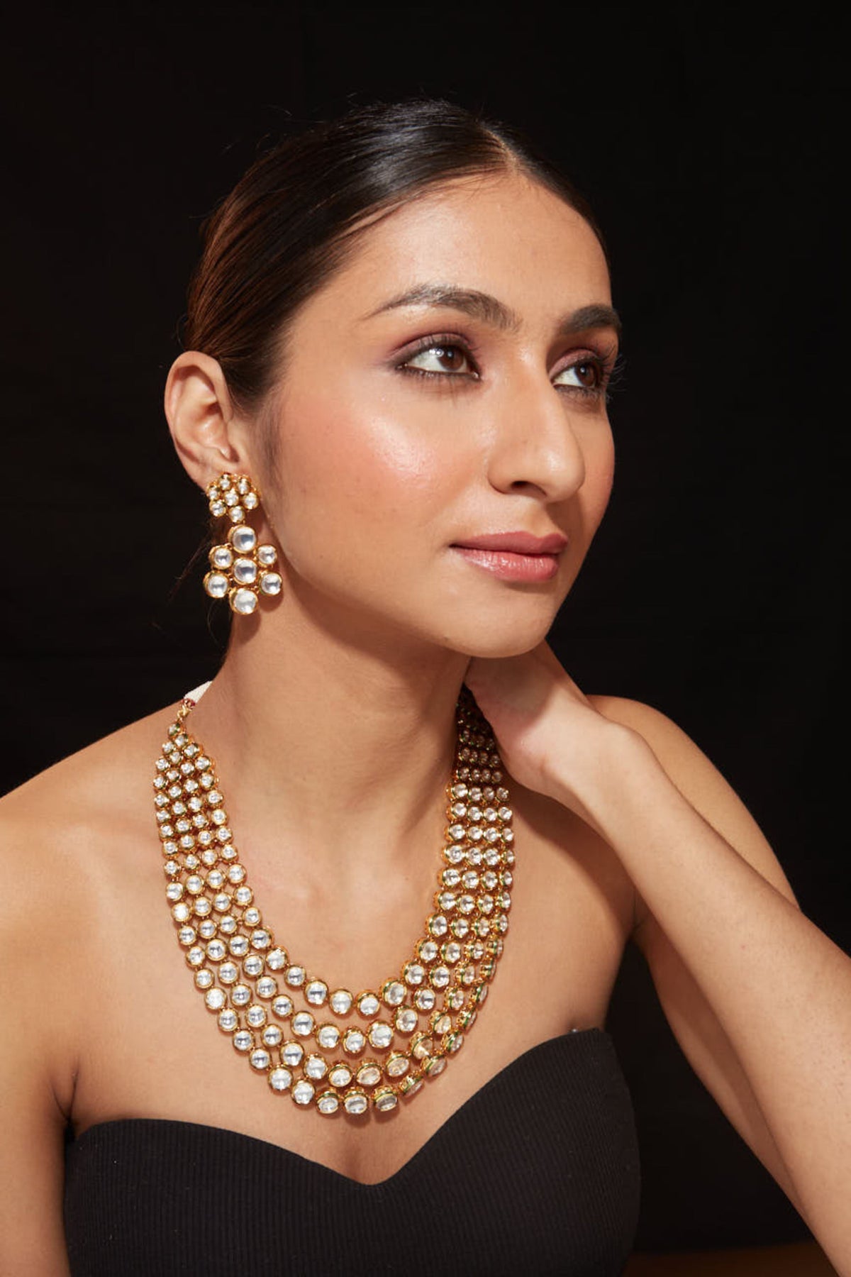 Multi-layered Kundan Polki Necklace Set