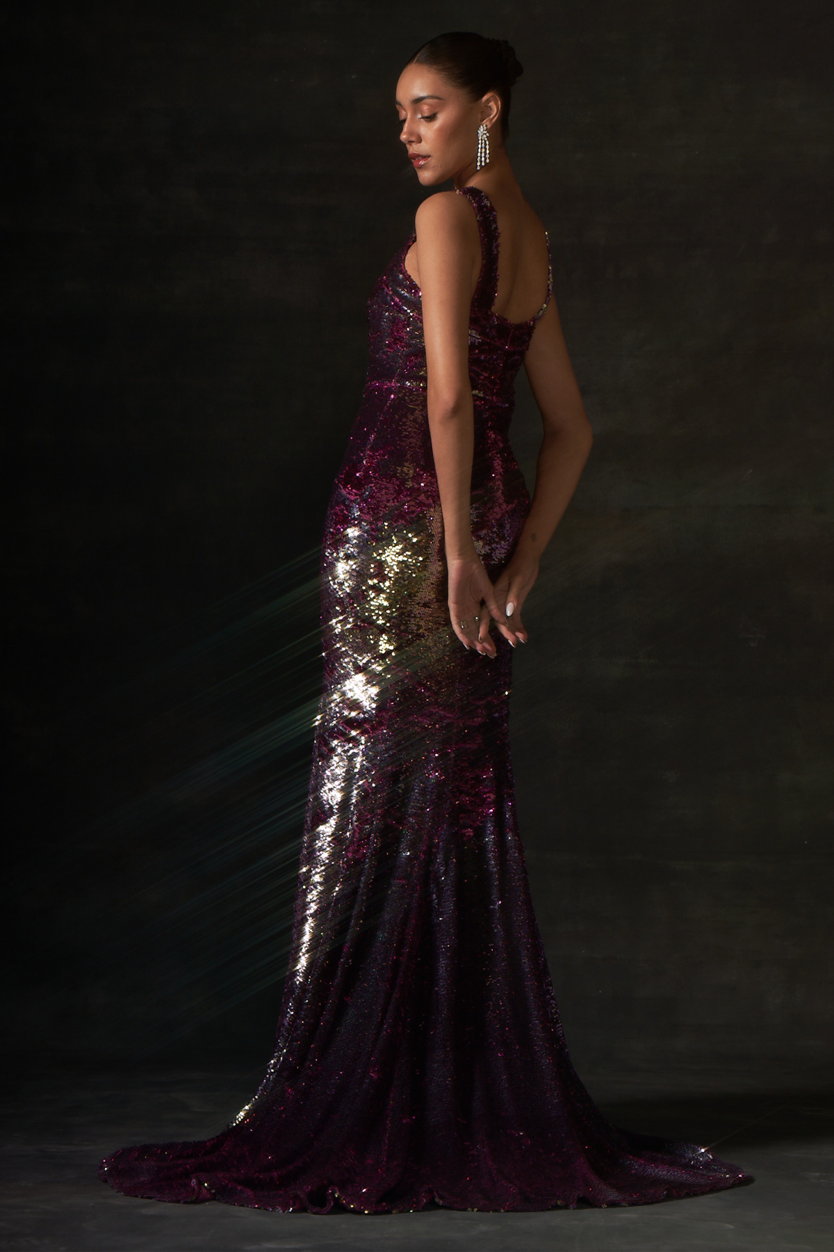 Pink and Gold Sequin Long Gown