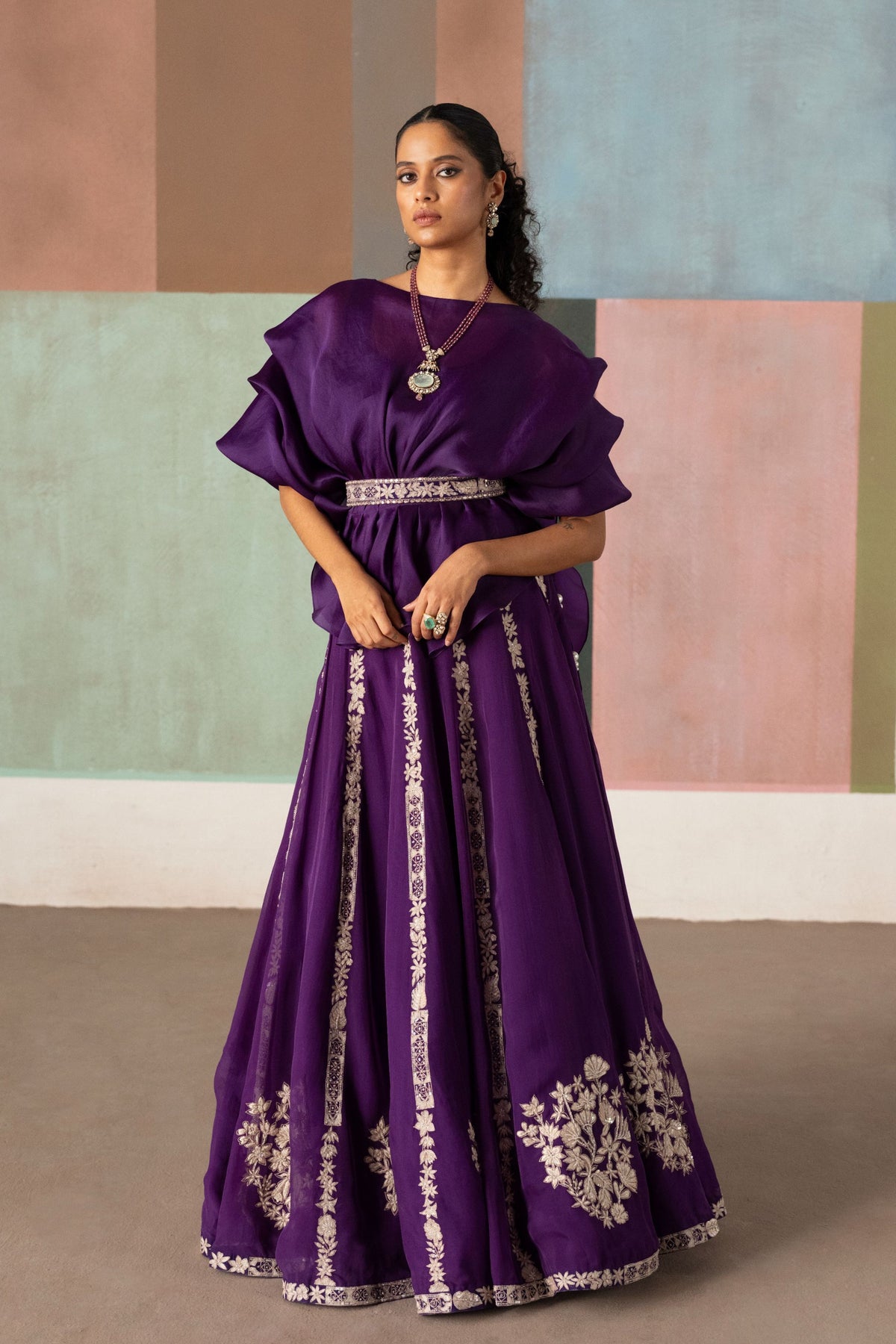 Purple Saira Skirt Set