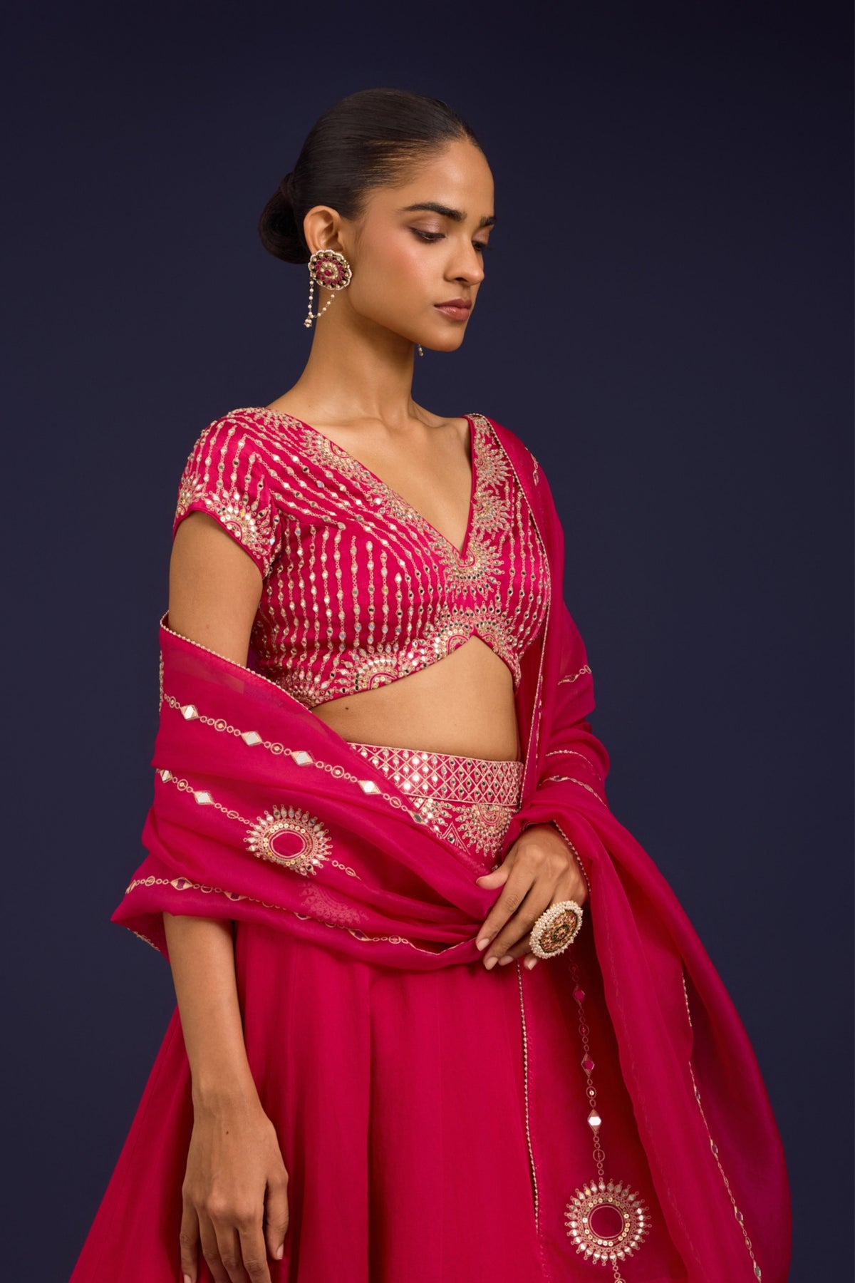 Fuchsia Embroidered Lehenga Set
