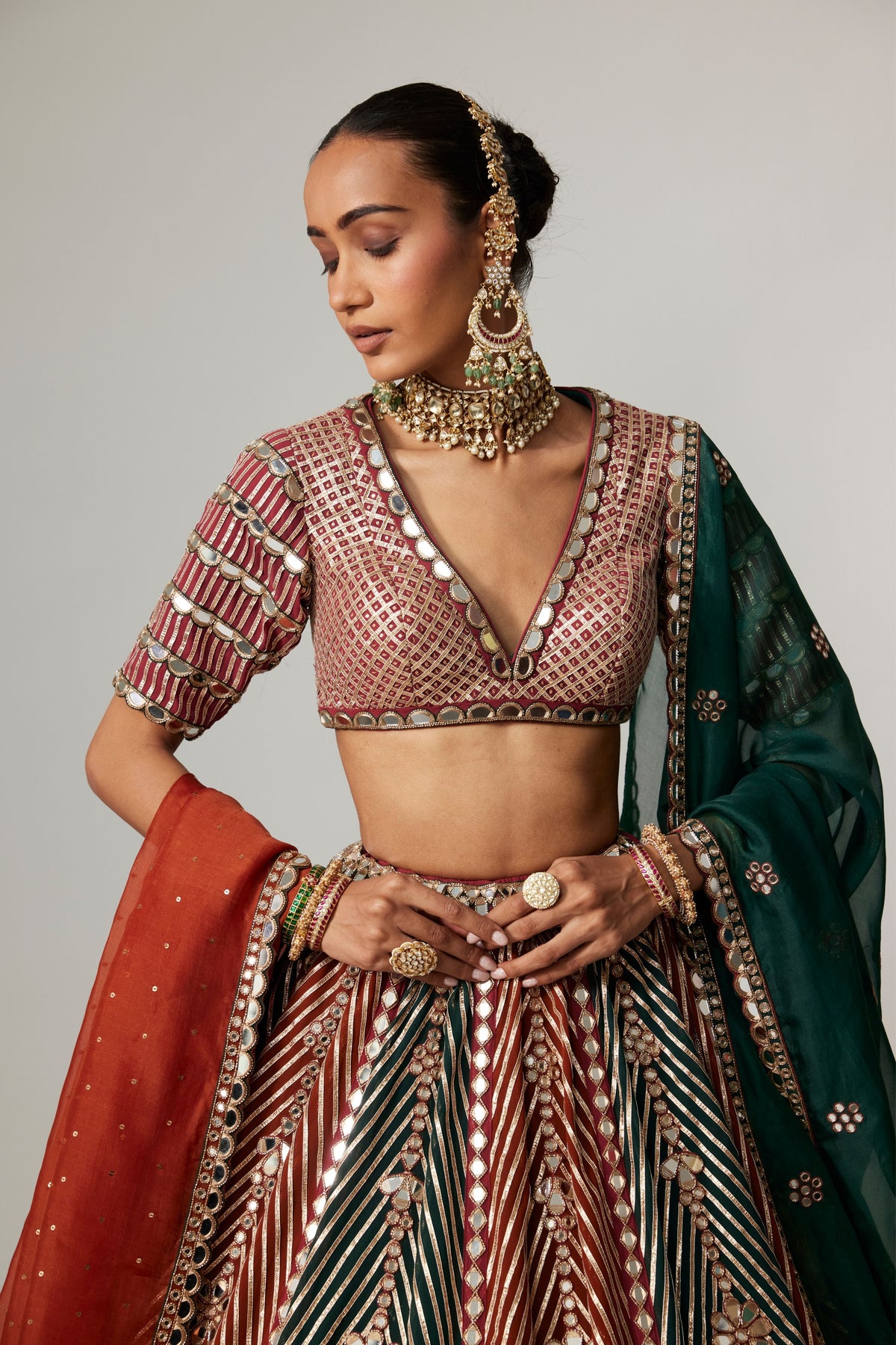 Cranberry Multicolor Lehenga Set