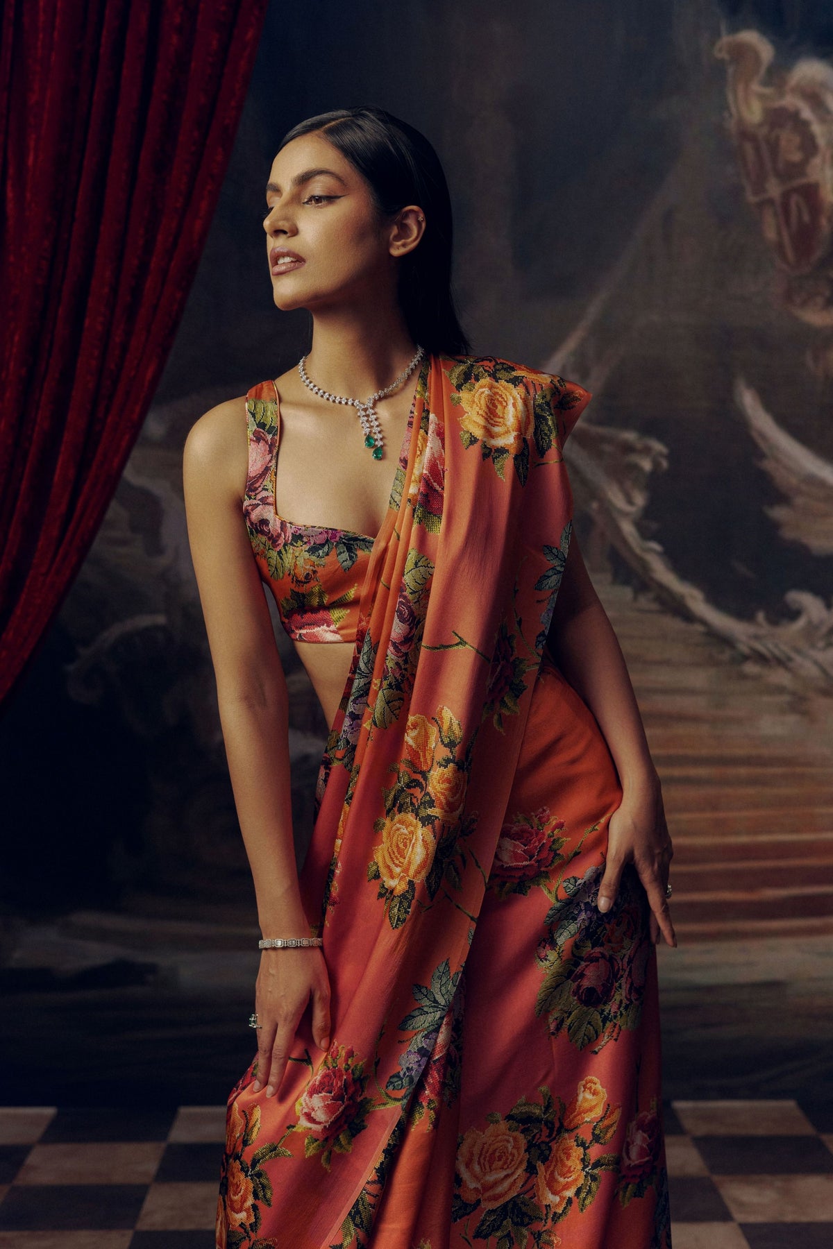 Mona Saree in Burnt Sienna