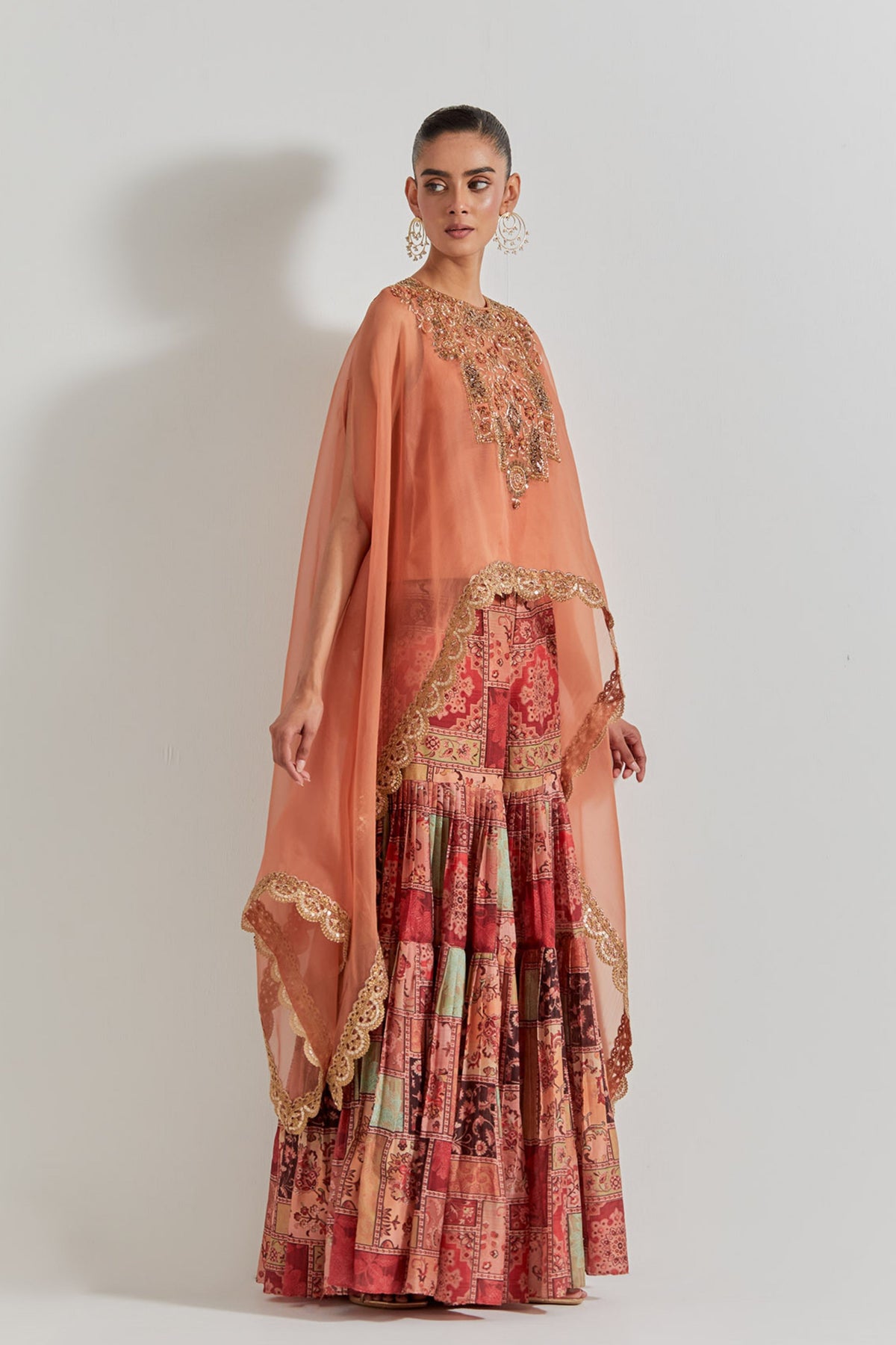 Spicy Glam Sharara With Cape