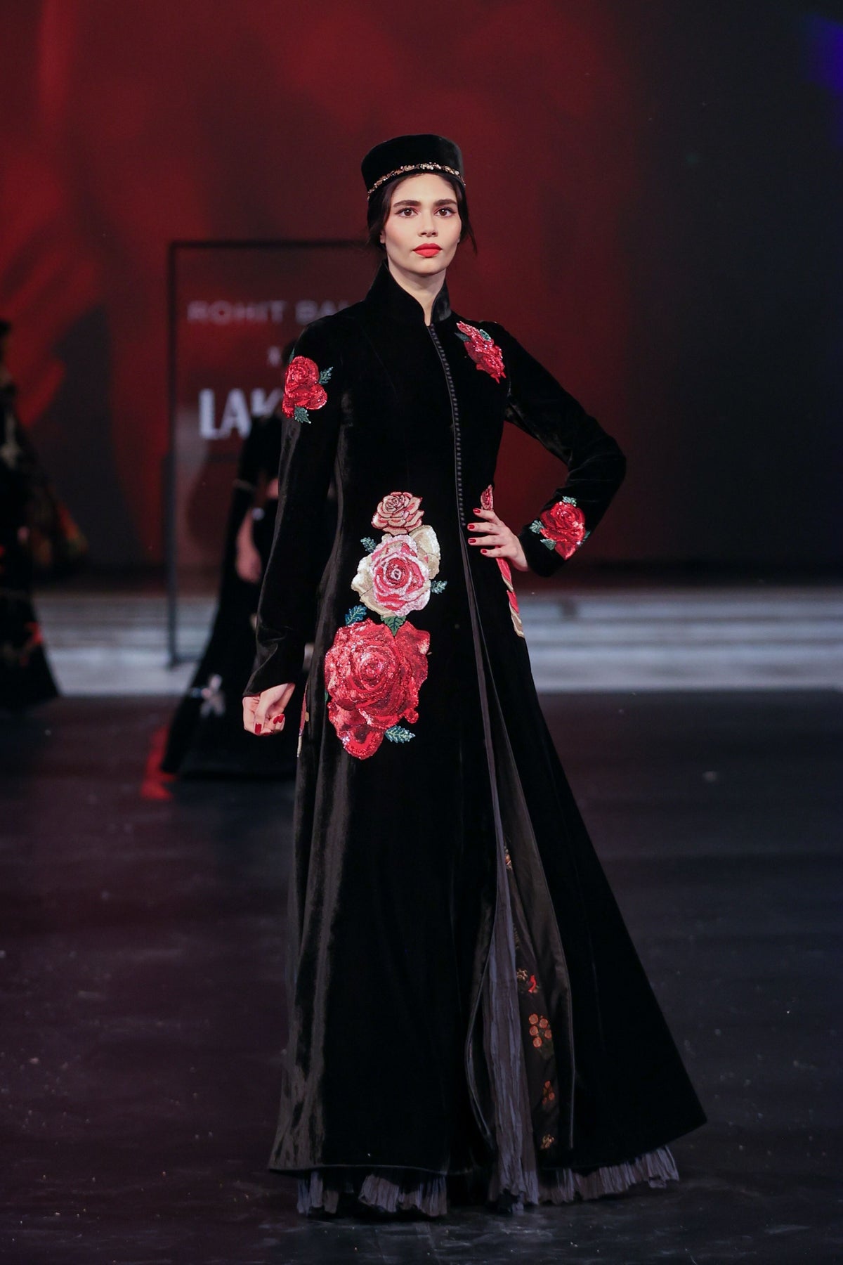 Embroidered Velvet Long Jacket
