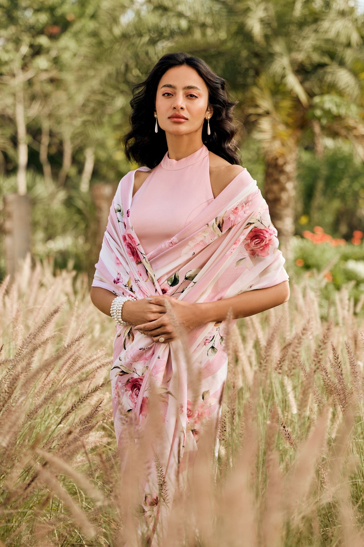 Annie Old Rose Chiffon Saree