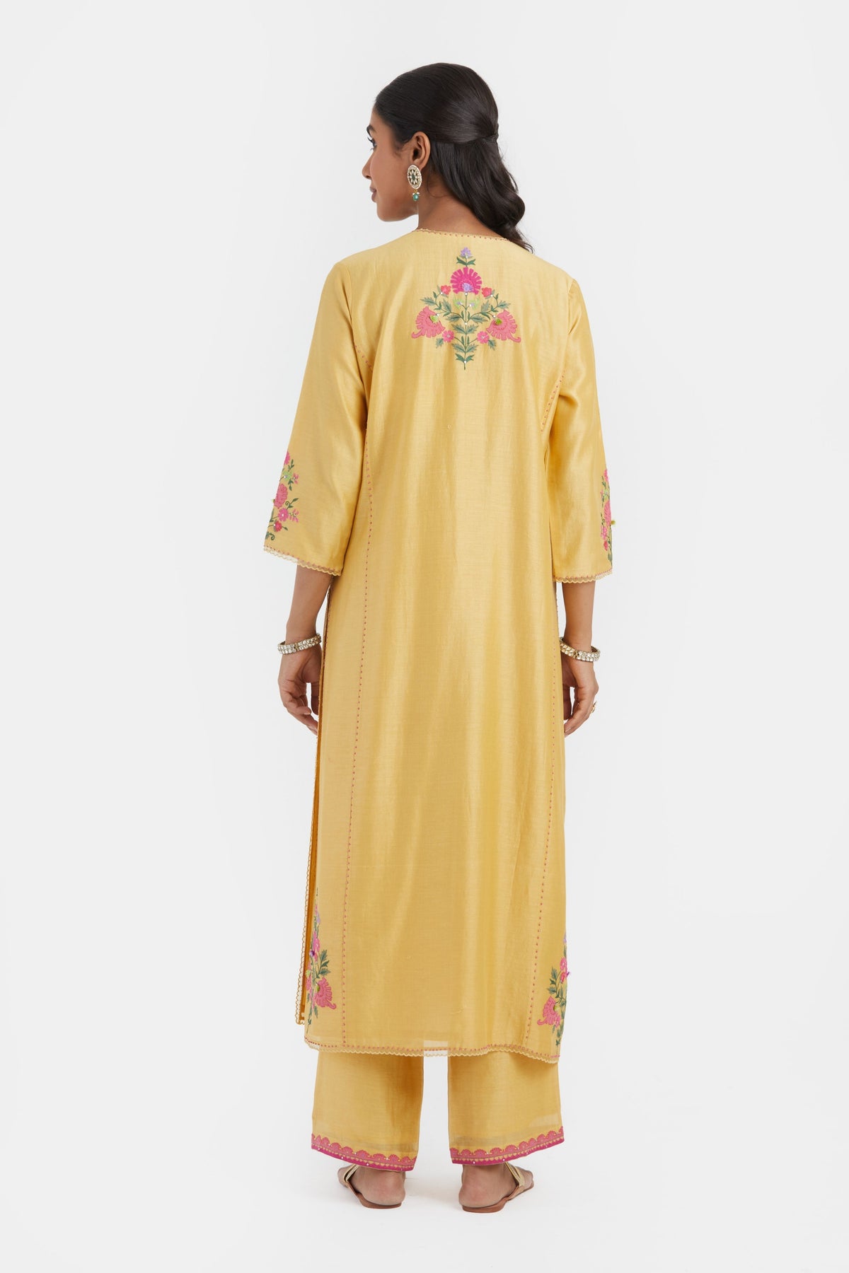 Yellow Pintucks Kurta Set