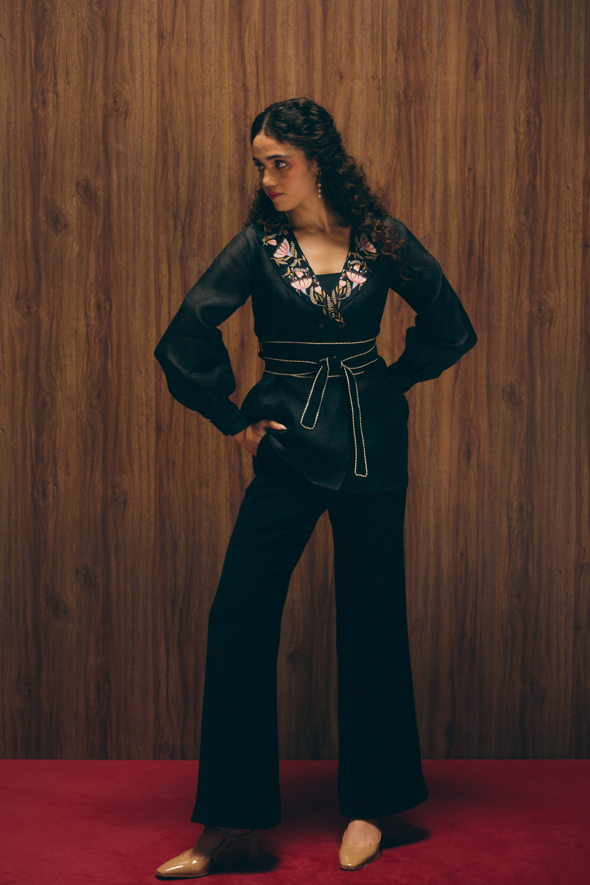 Midnight Bloom Blazer Set