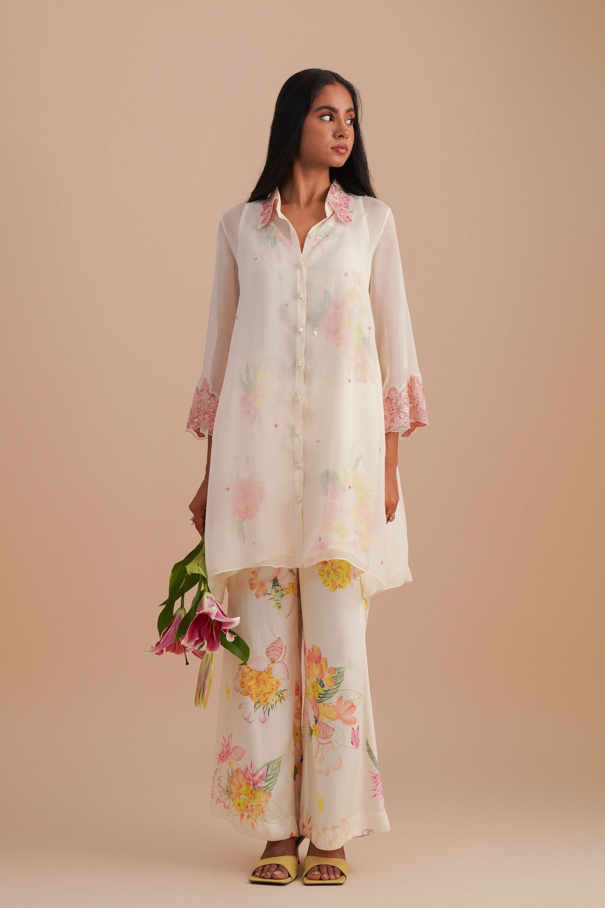 Ecru Organza Co-ord Set