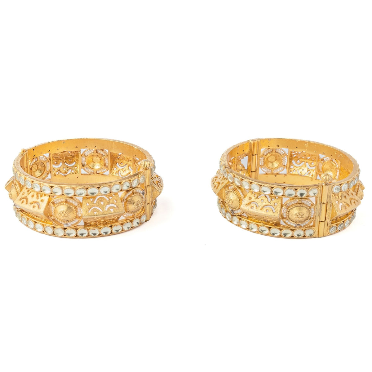 Gold Plated Womens Polki Kundan Bangles