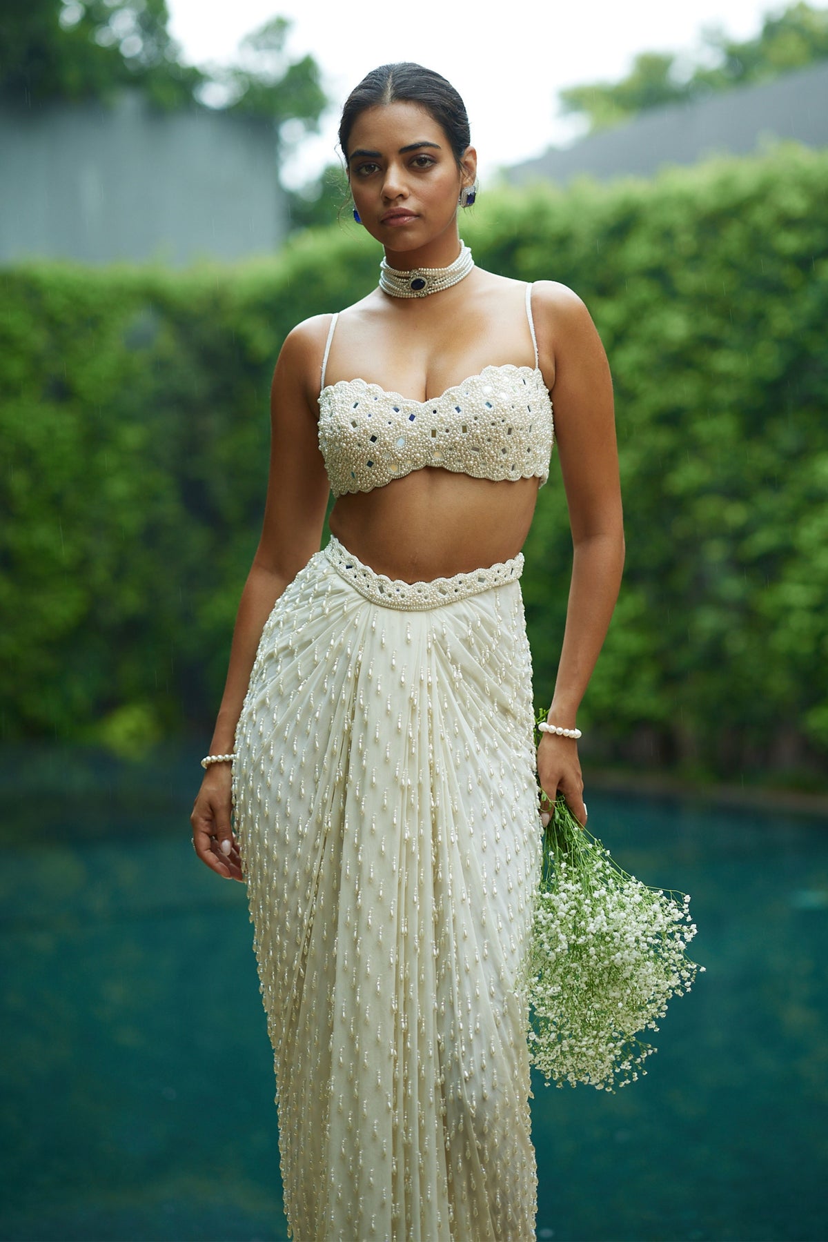 Dense Drop Draped Skirt Set