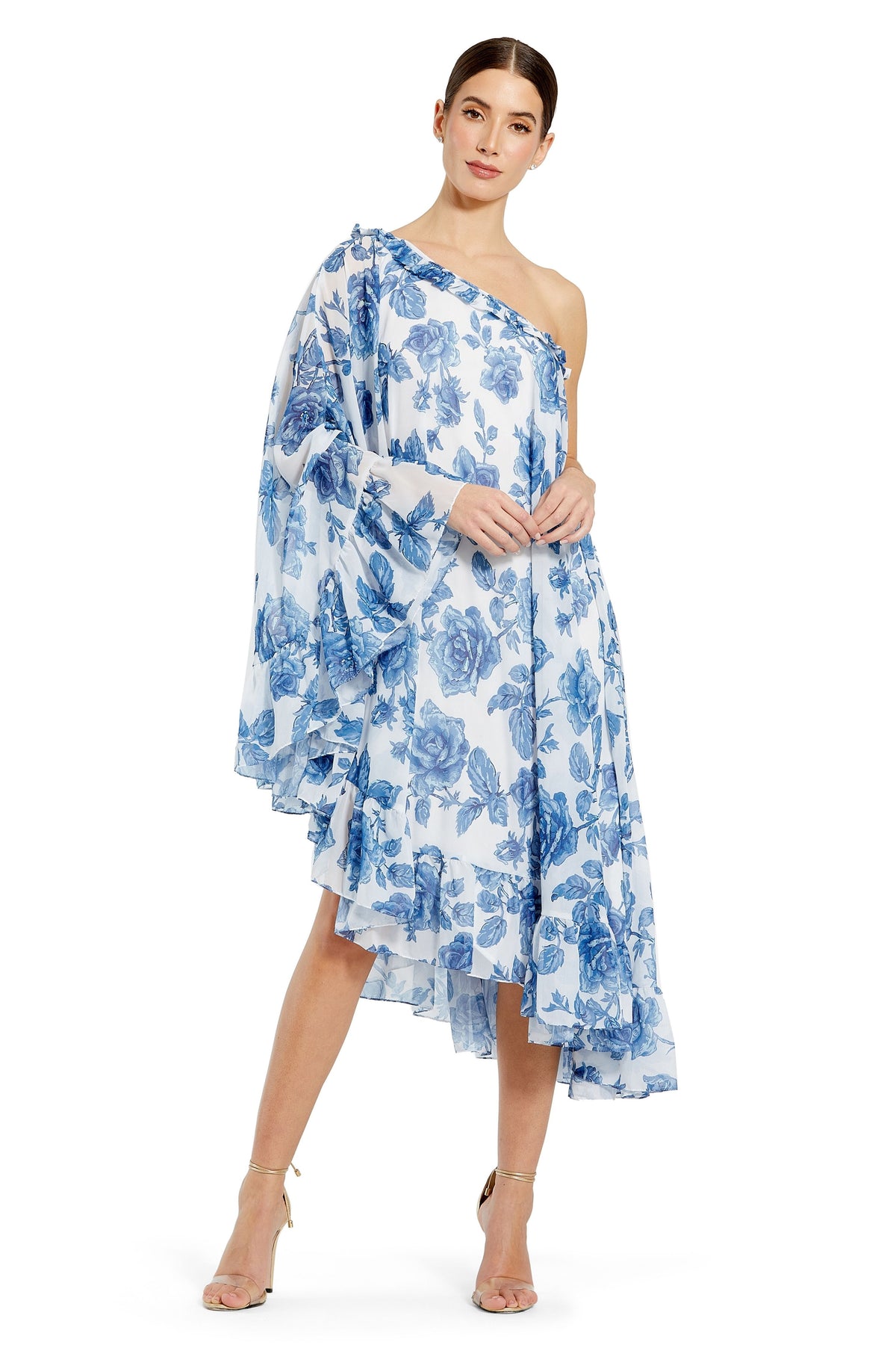 Floral Printed Chiffon Fabric Dress