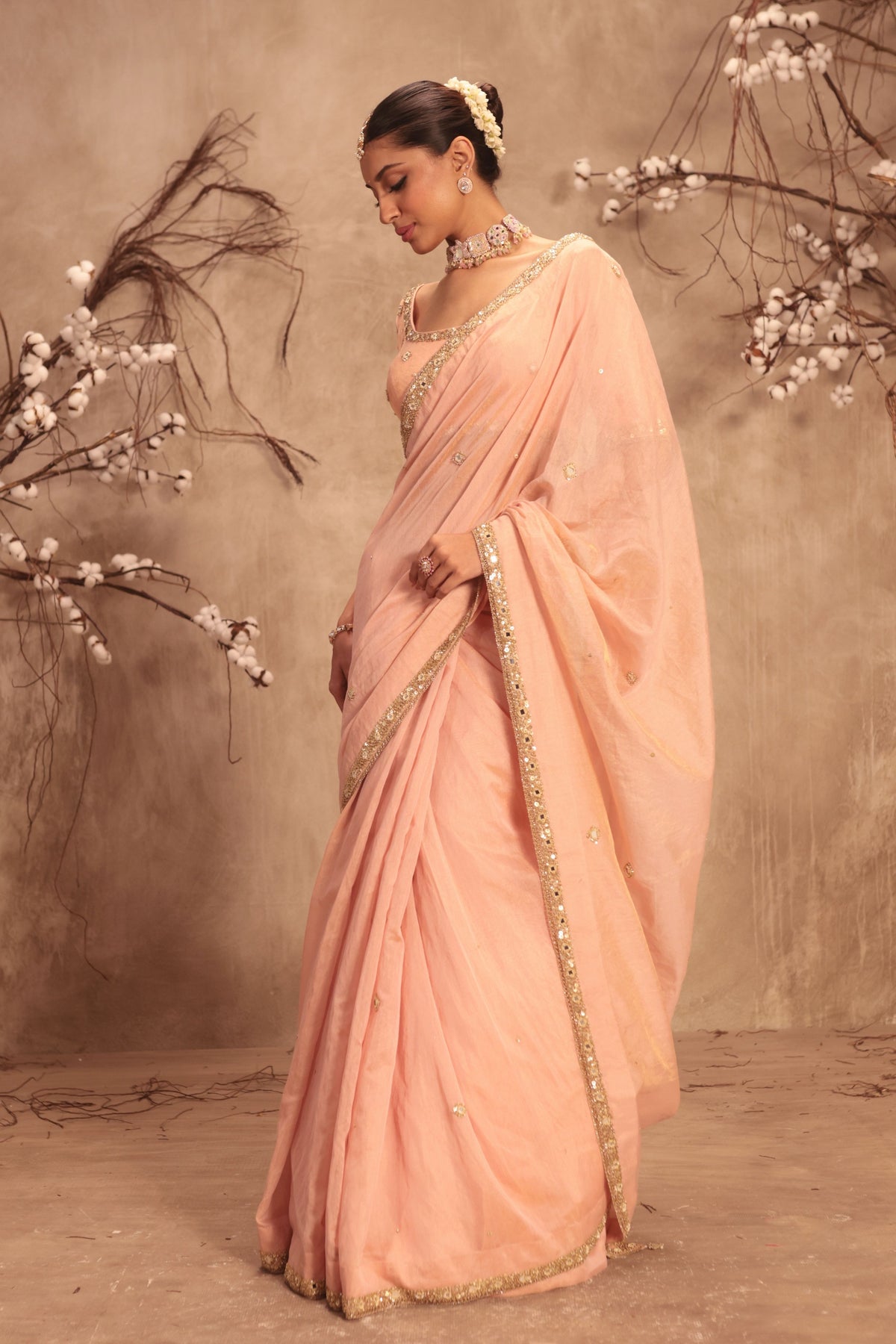 Light Pink Scallop Saree Set