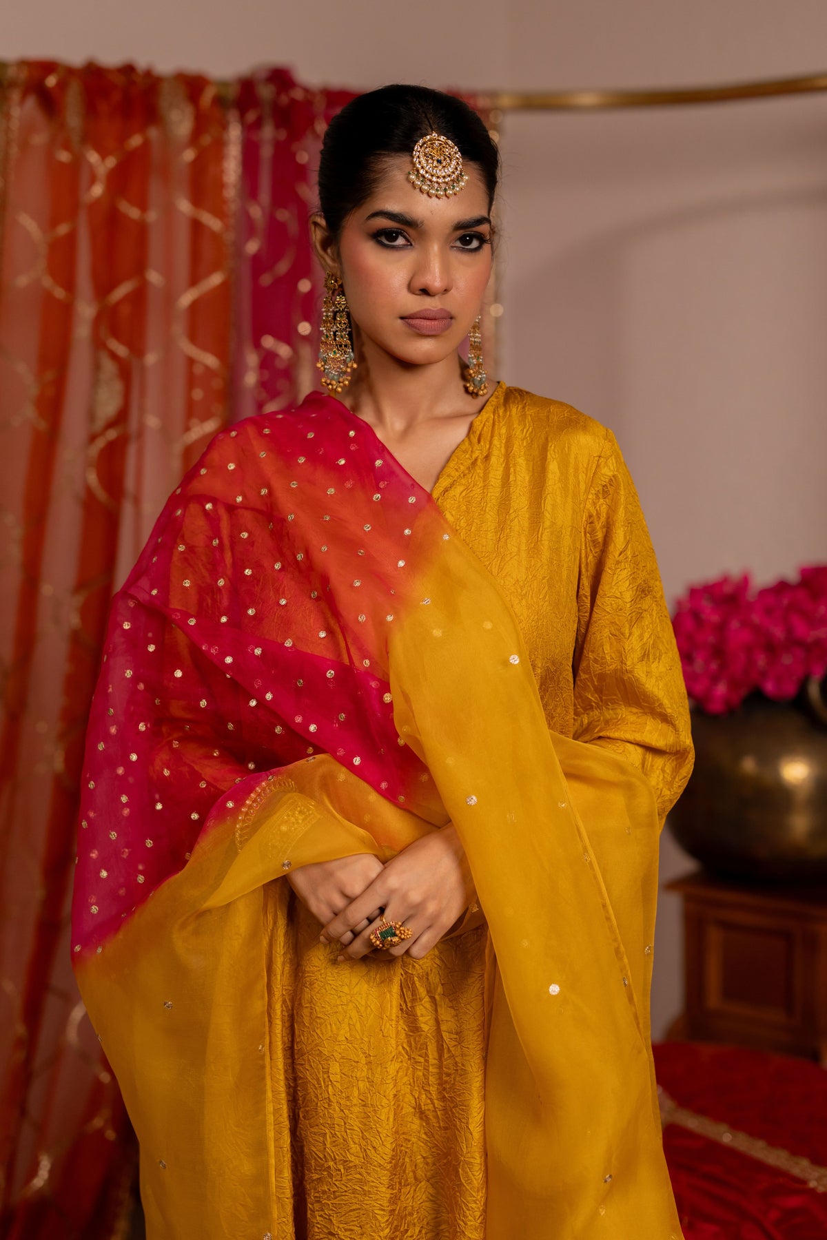 Mustard Organza Gul Dupatta