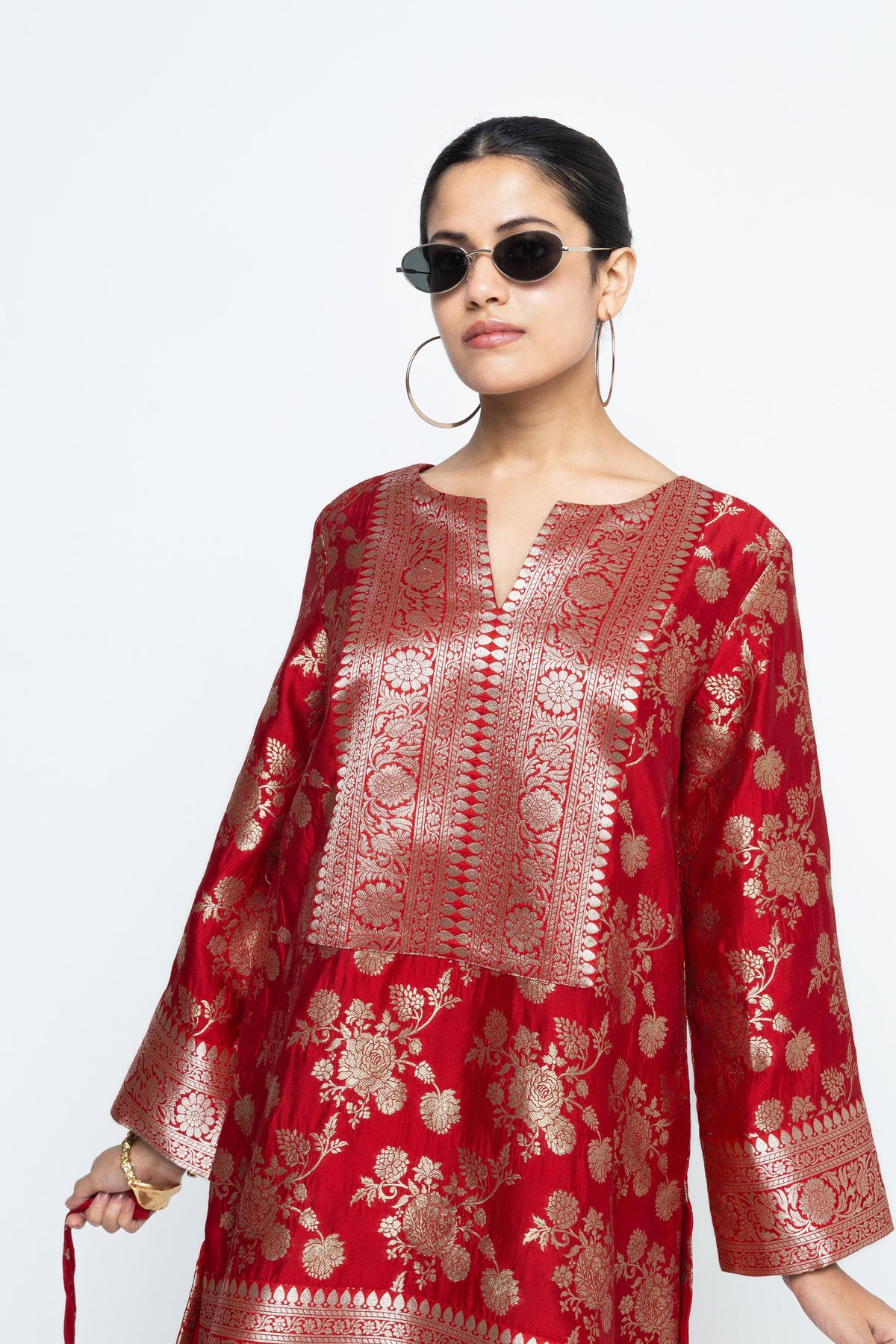 Gul Floral Red Tunic Set