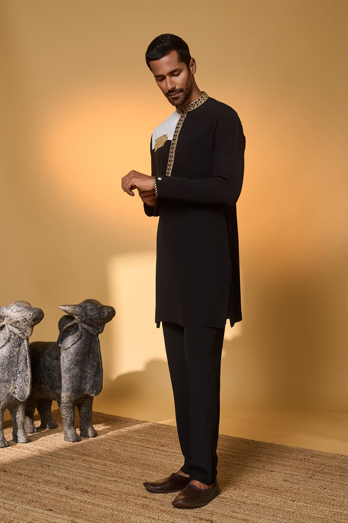 Black White Turtle Tale Kurta Set