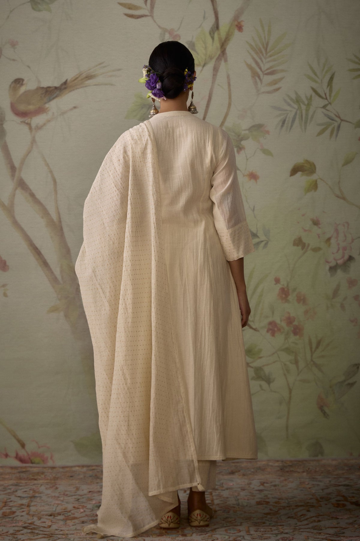 Ivory Embroidered A-line Kurta Set