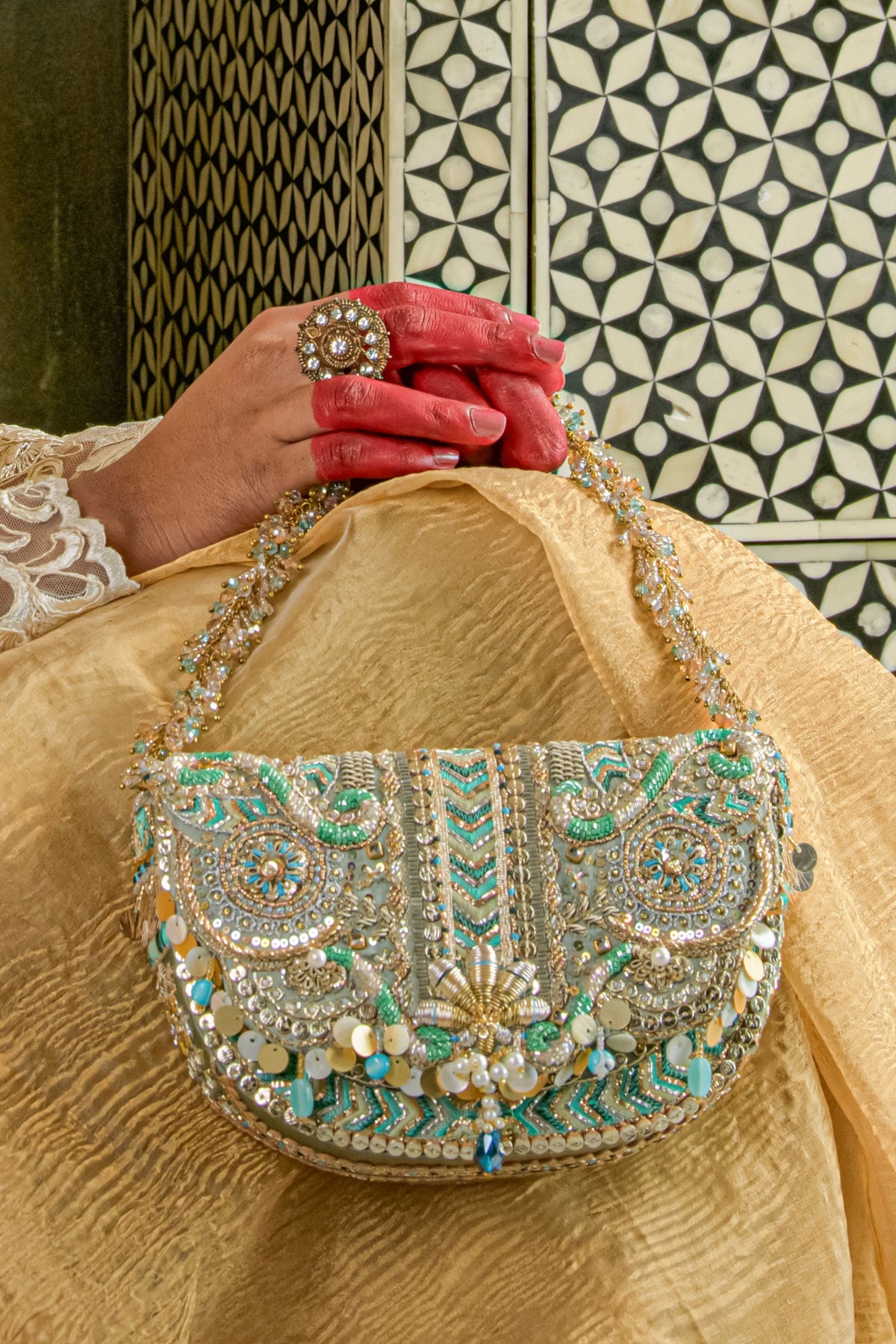 Jade Green Rangrez Flapover Clutch