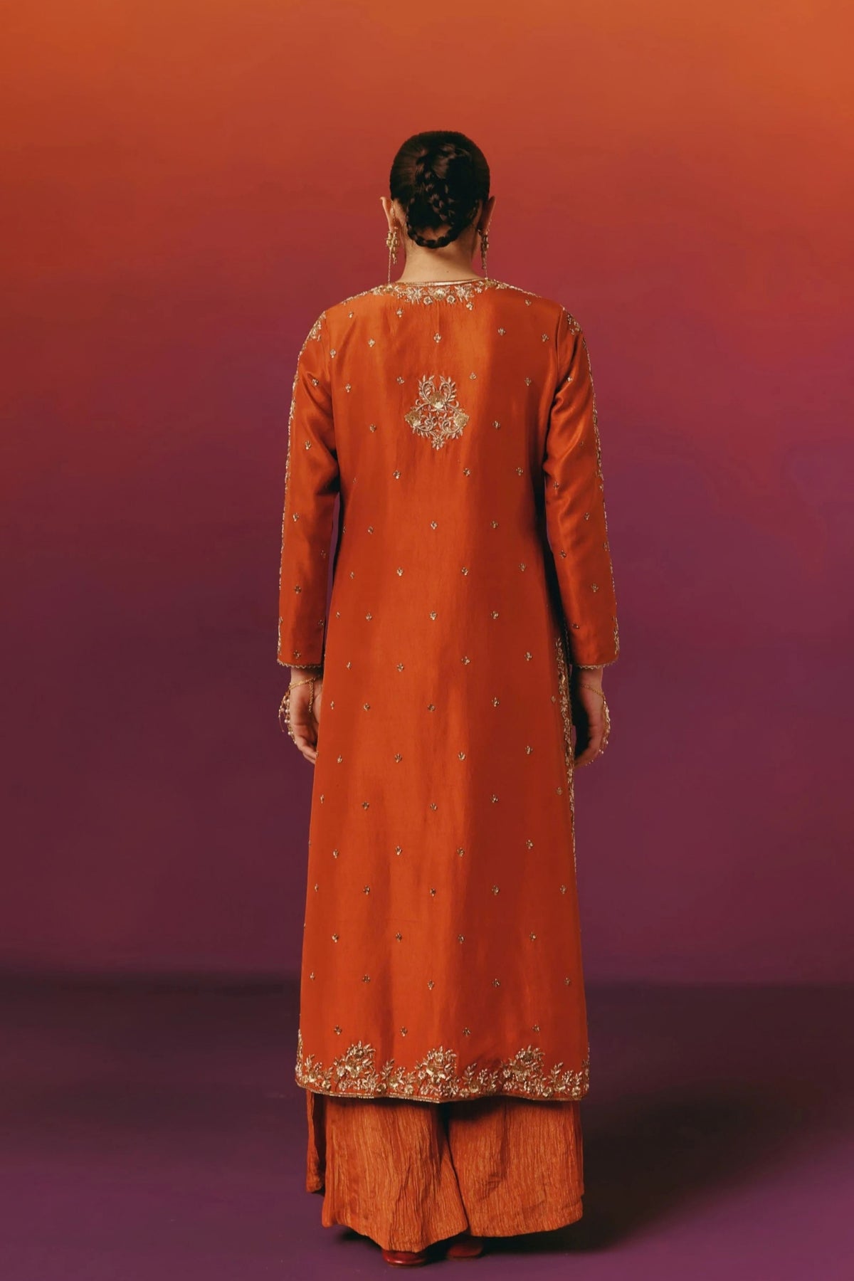 Orange Zardozi Kurta Set