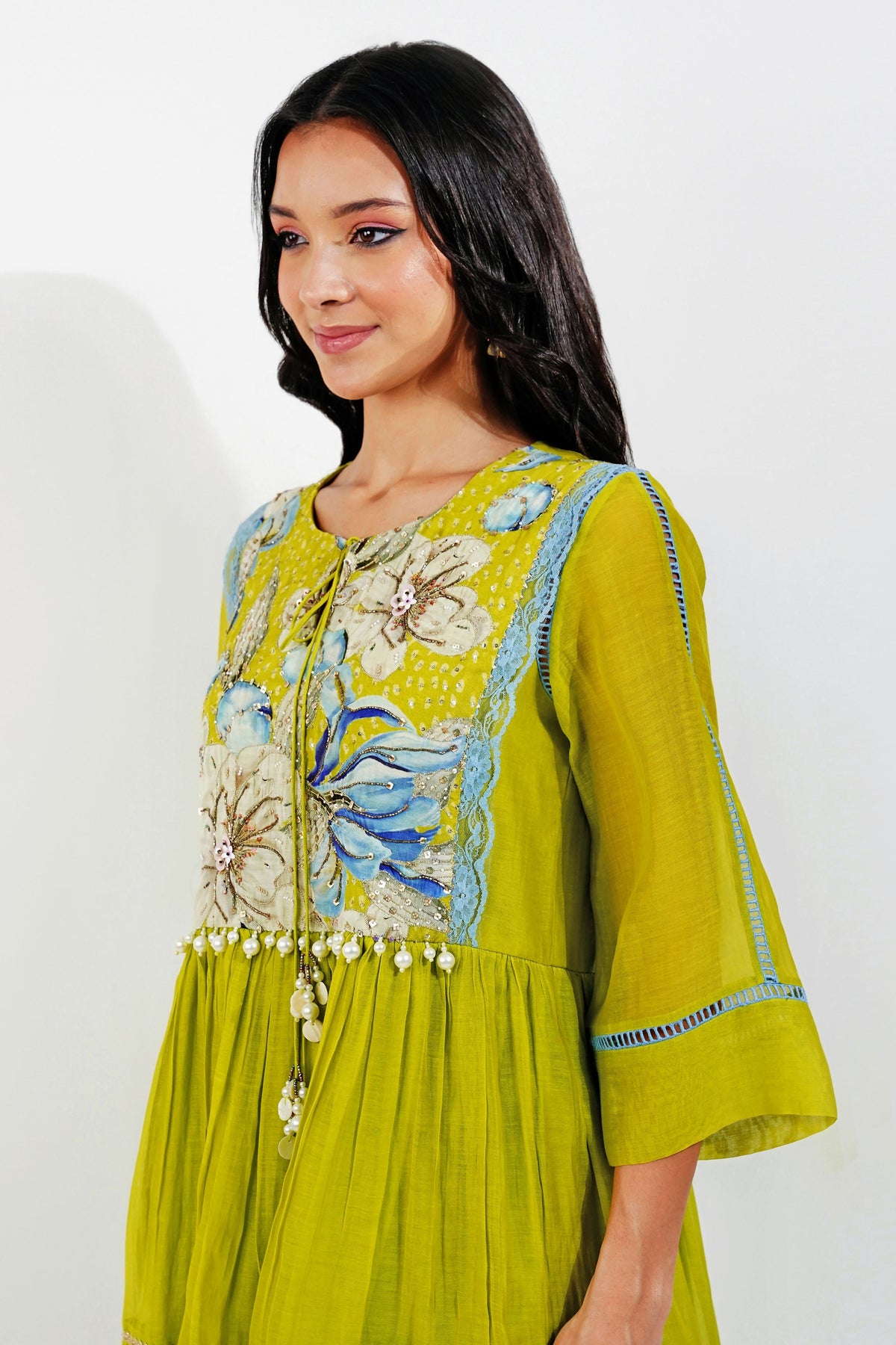 Floral Yoke Tiered Dress