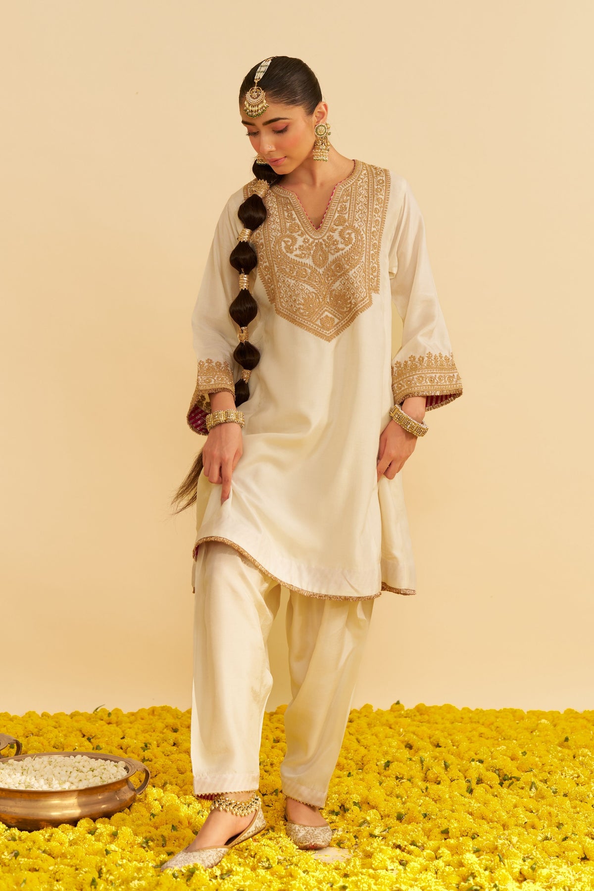 Mehza Ivory Chauga With Salwar