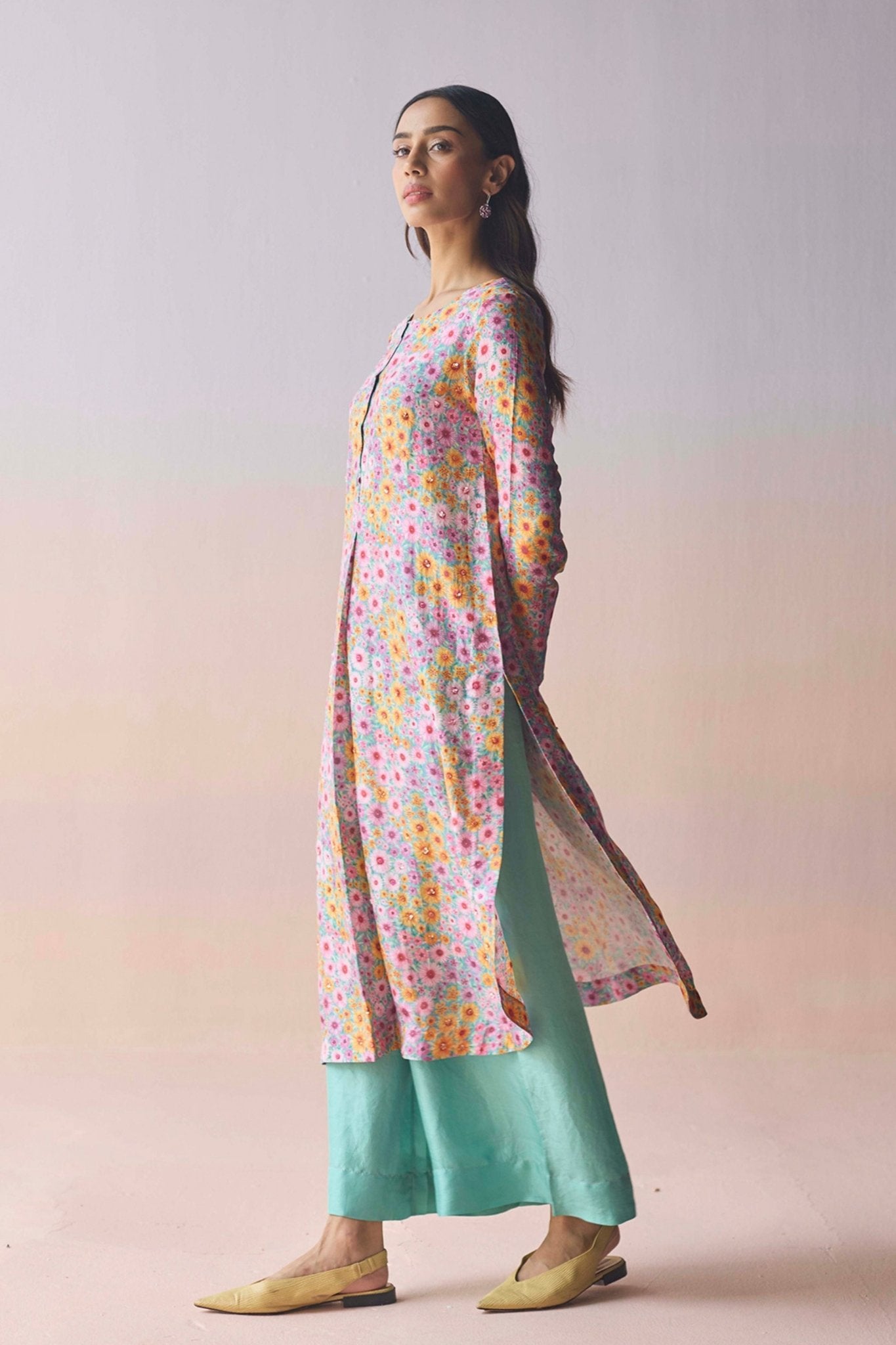 Wildflower Dawn Blue Kurta and Pants - Surmaye - Elahe