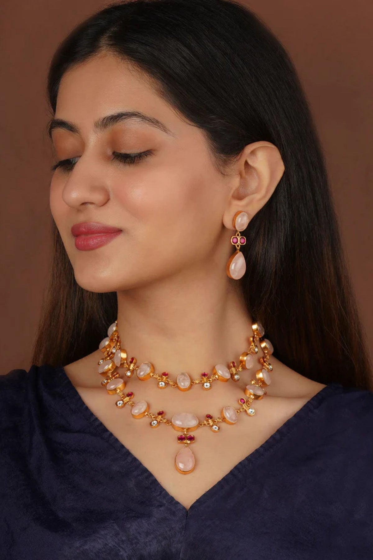 Gold Plated Contemporary Necklace Set