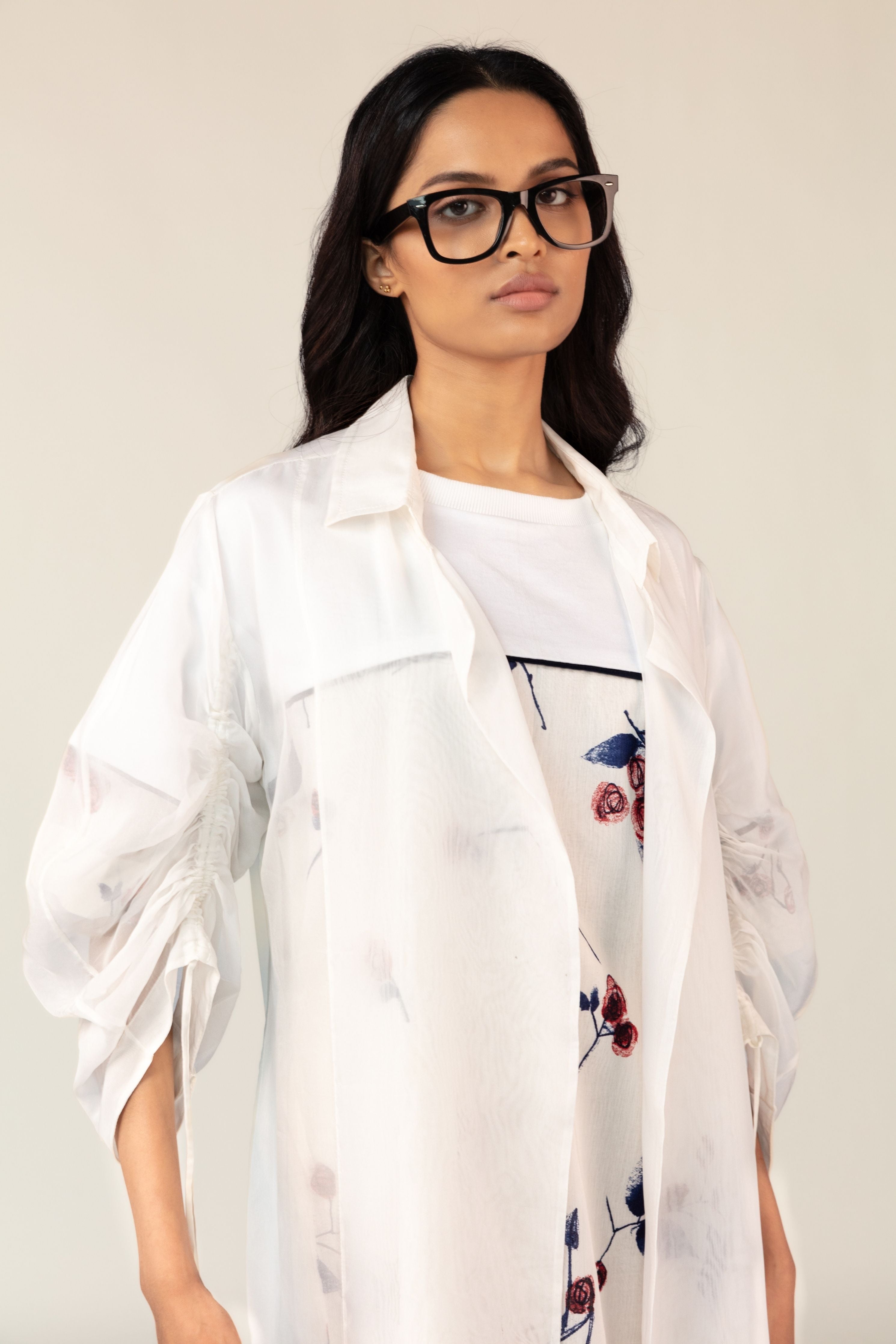 Bennch White Organza Jacket Elahe