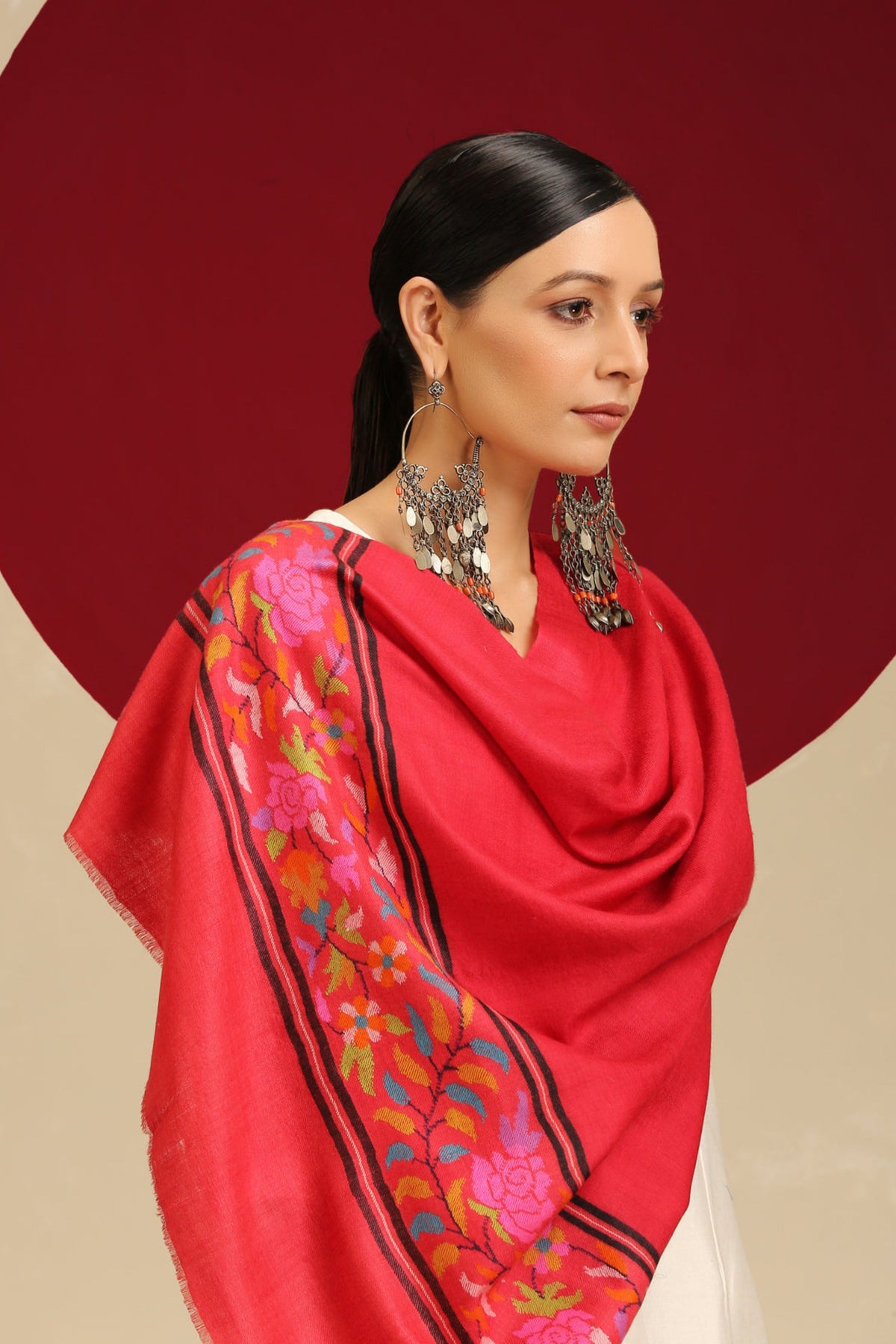 Kani Palla Red Stole