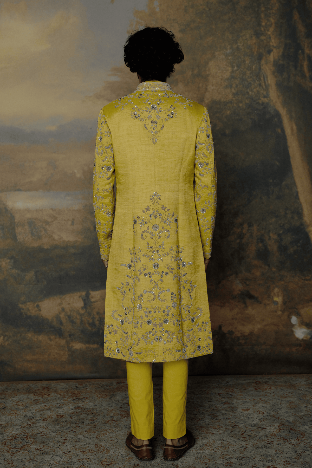 Mustard Sherwani Set