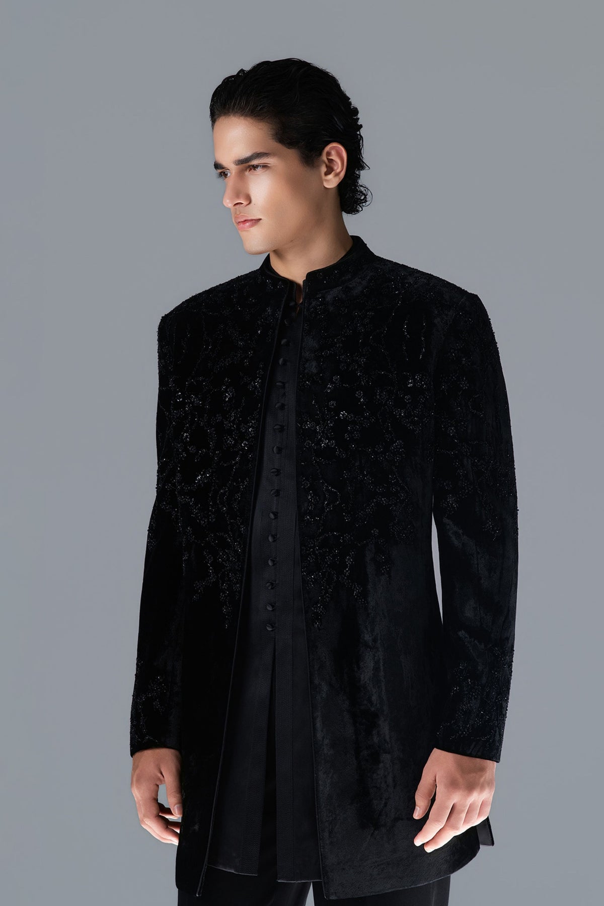 Lustre Noire Sherwani Set