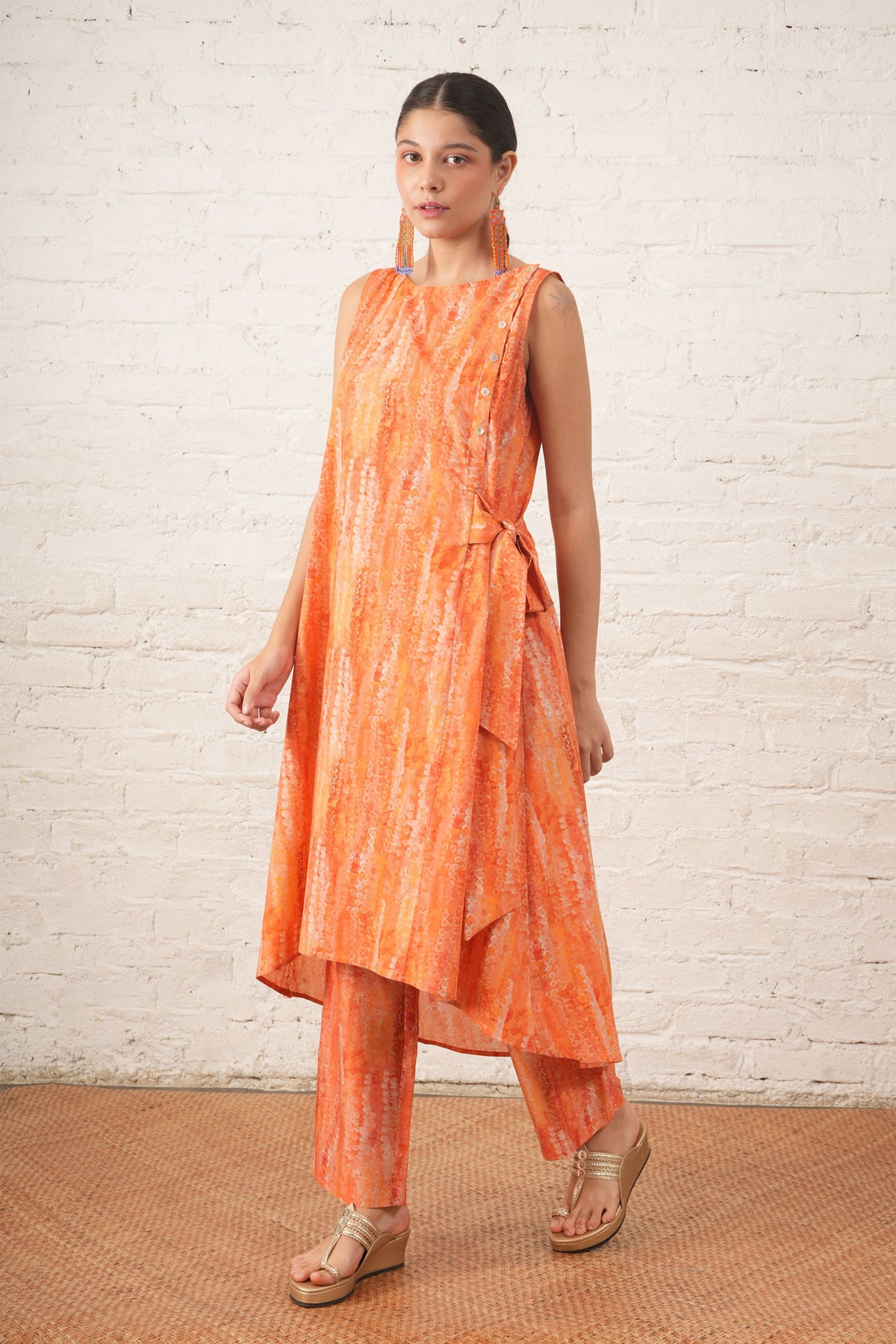 Peach Tie-up Tunic Set