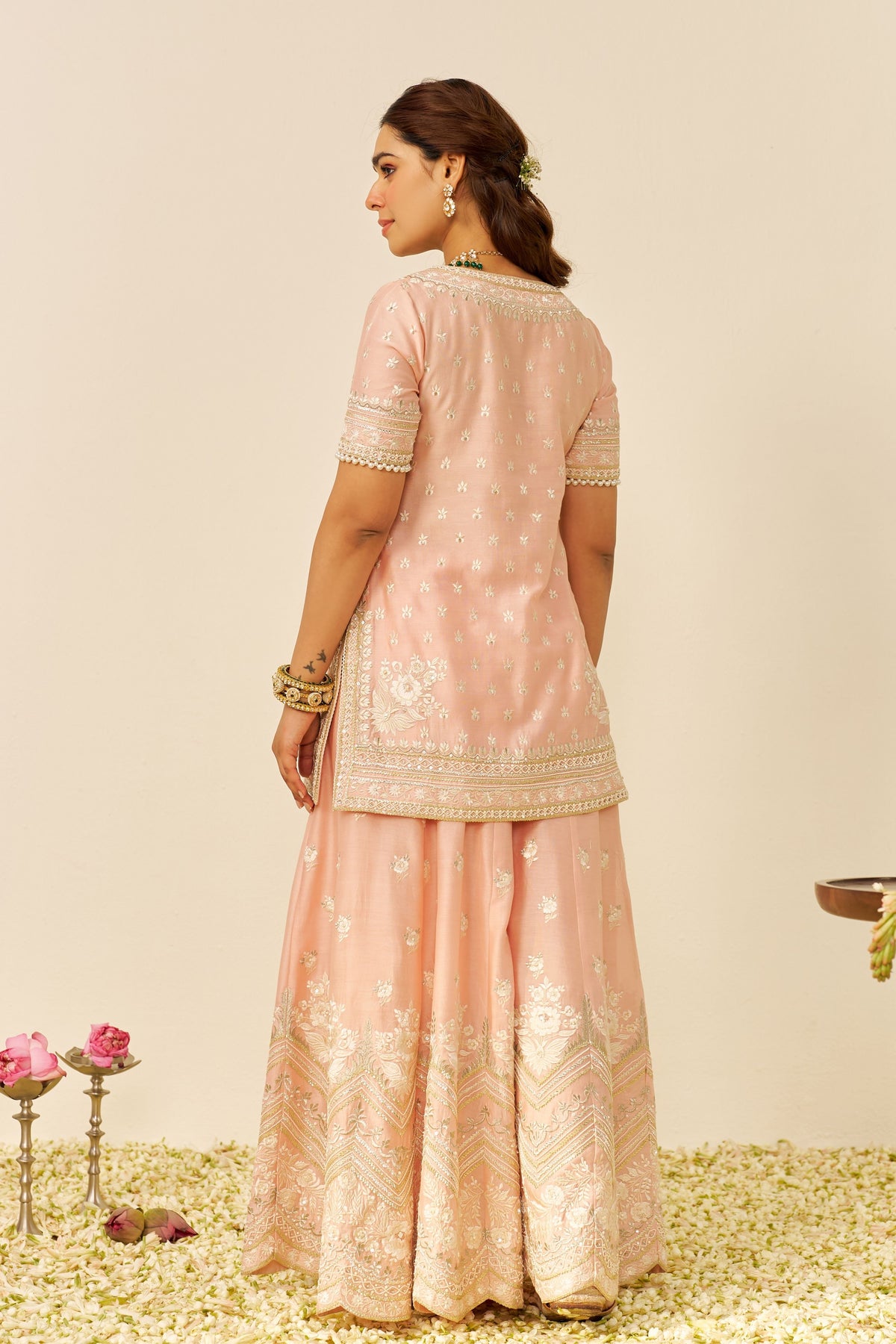 Sameeha Off Rose Sharara Set