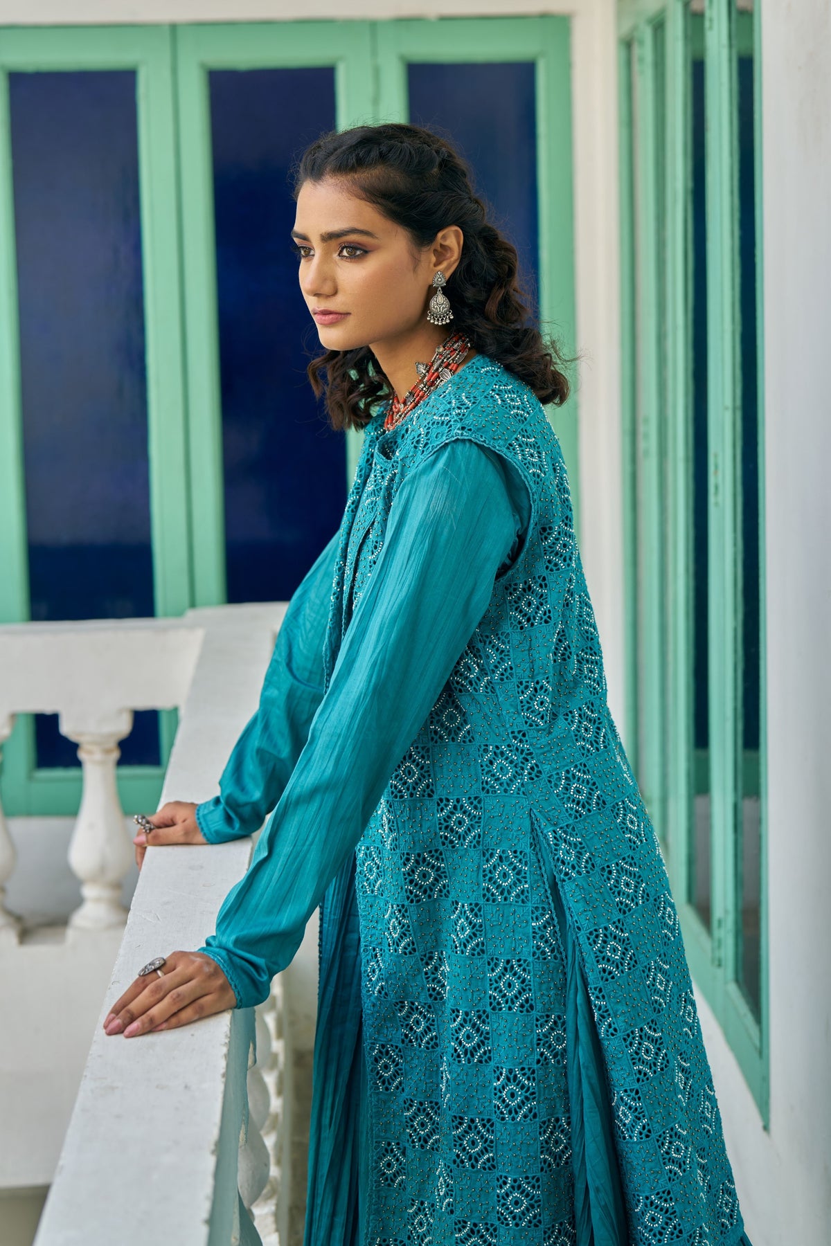 Teal Hand Work Jacket Set