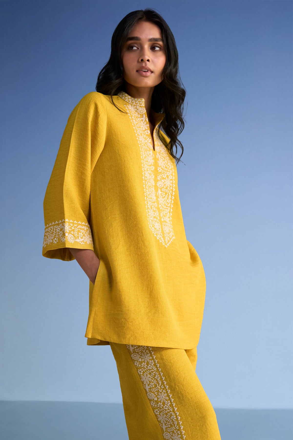 Embroidered Yellow Co-ord Set