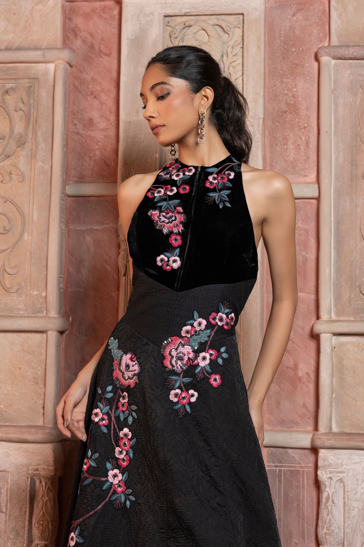 Black Satin Maxi Dress