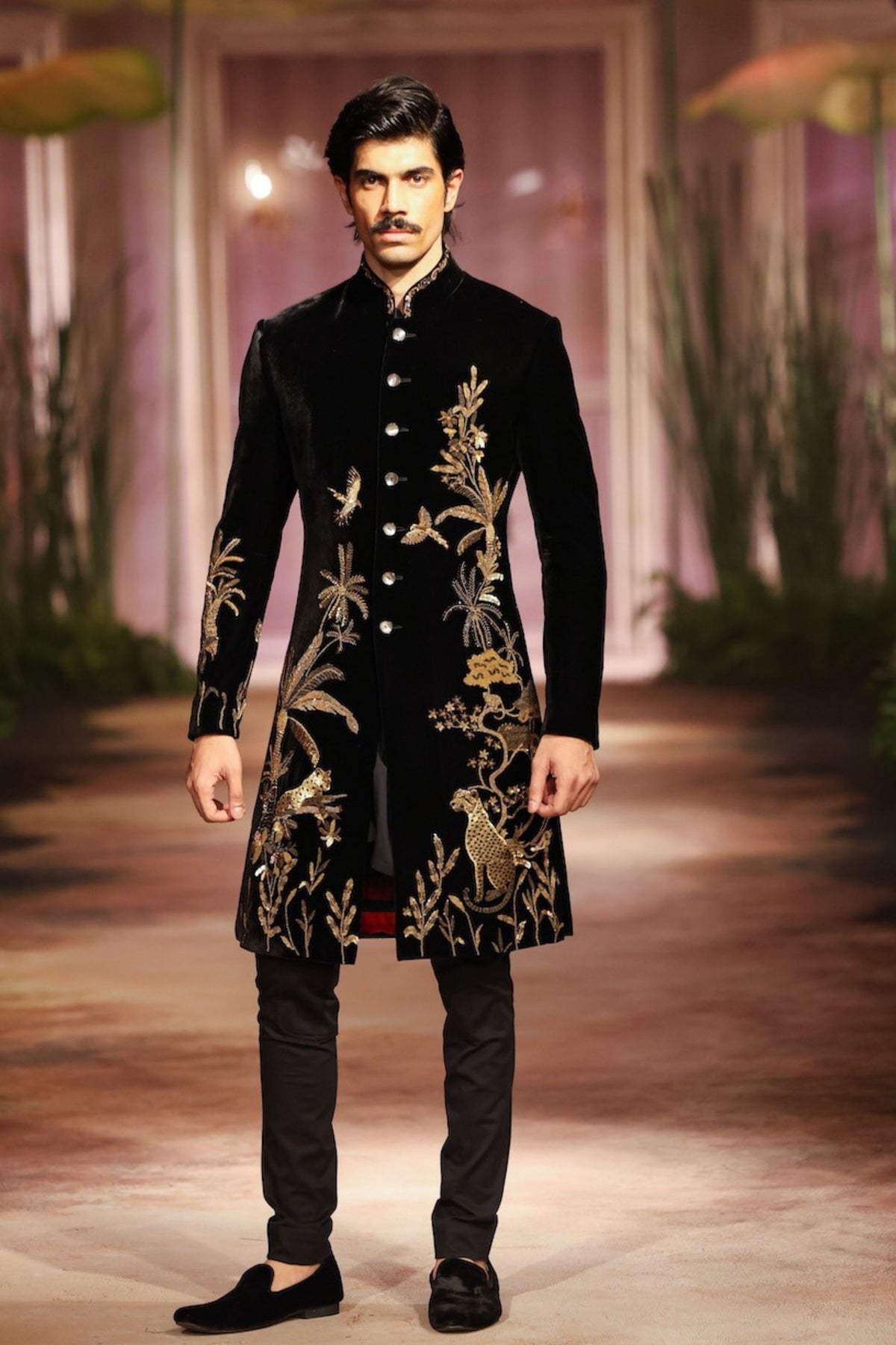 Embroidered Velvet Mens Sherwani
