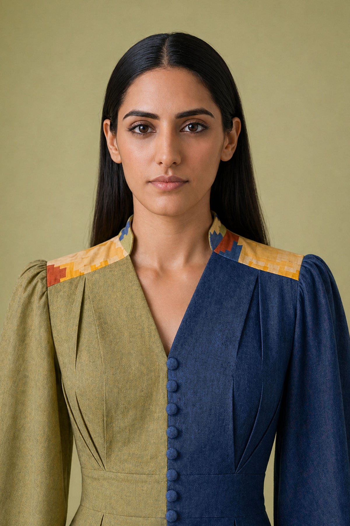 Ikat Cutwork Fitted Dress