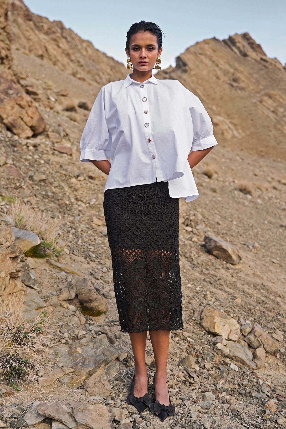 Metallic Lace Skirt
